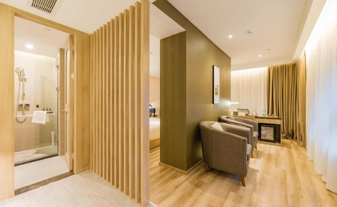 Seating area, Bed in Atour Hotel Hangzhou West Lake Cultural Plaza Shangtang Road