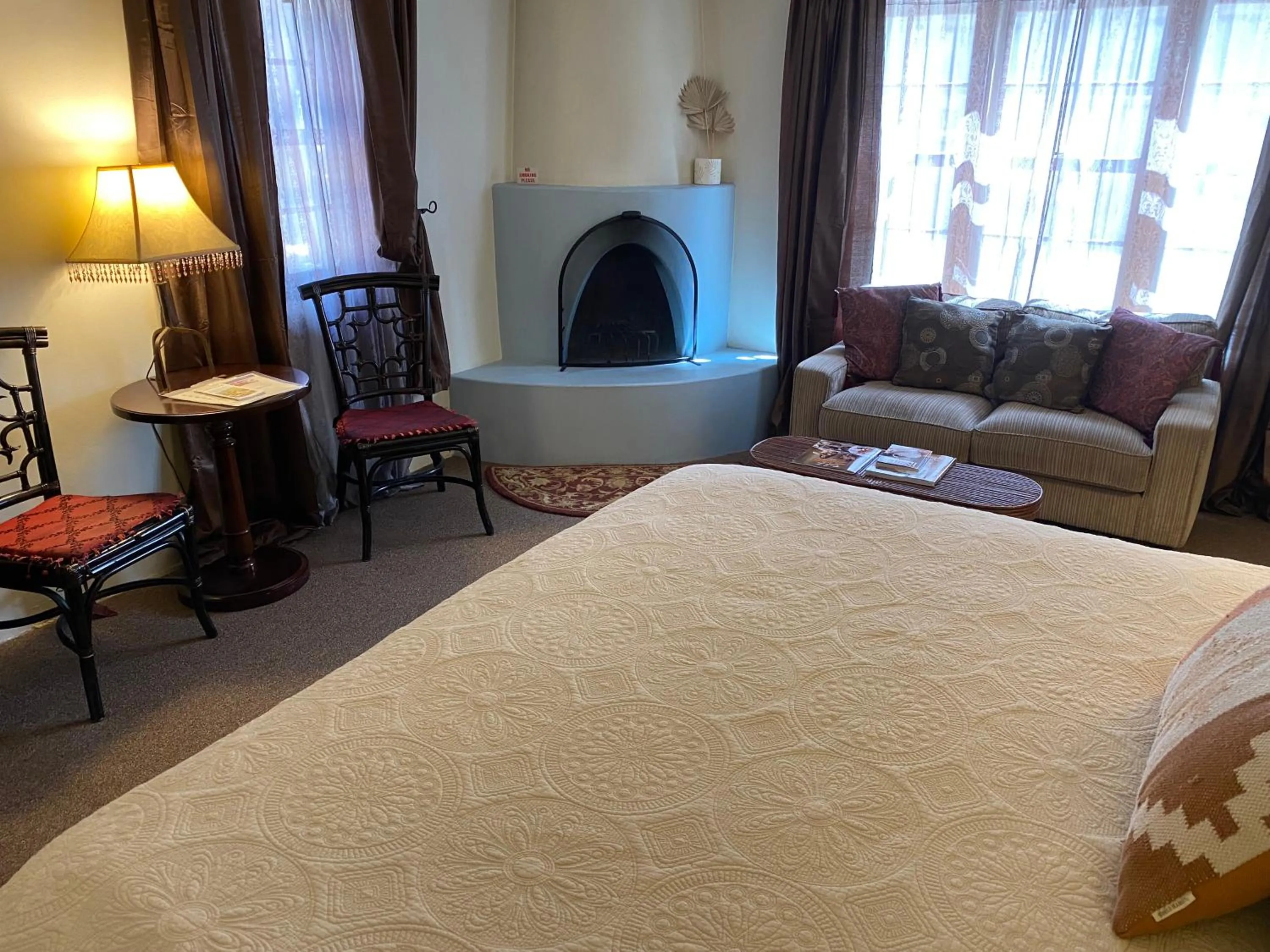 fireplace, Bed in Casa de Tres Lunas/House of Three Moons