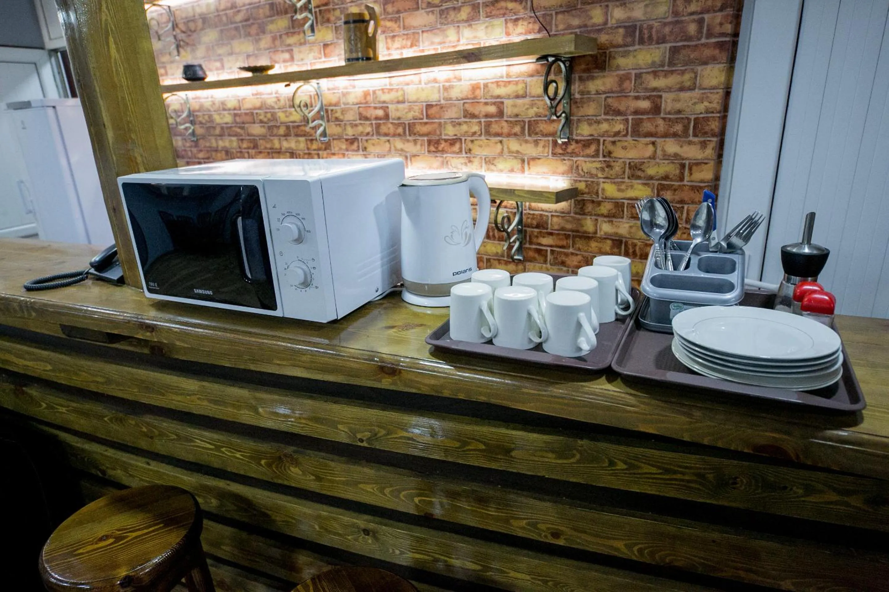 Kitchen or kitchenette in Hotel Flagman