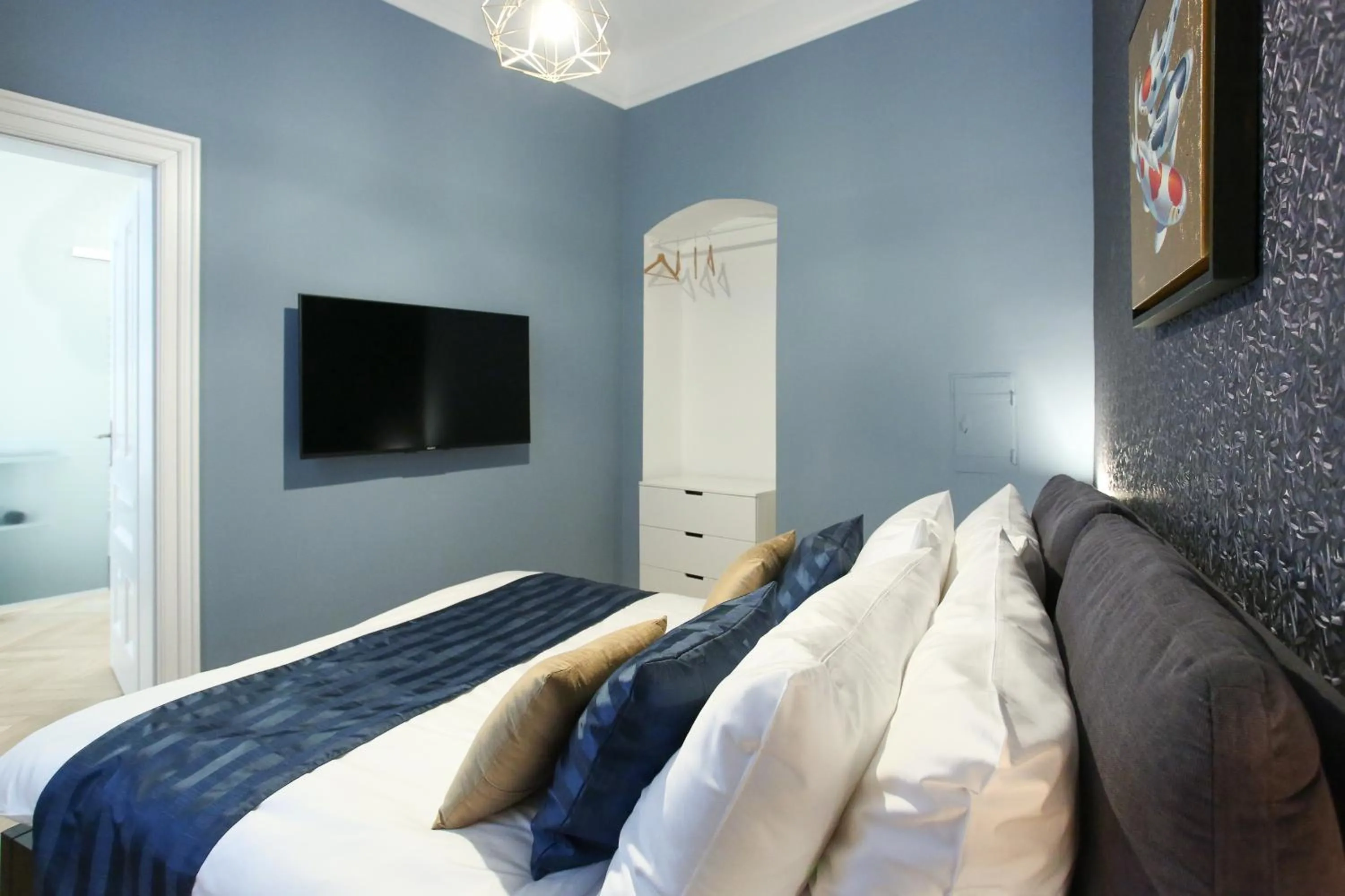 Bedroom, Bed in Pink Grapefruit City Condo