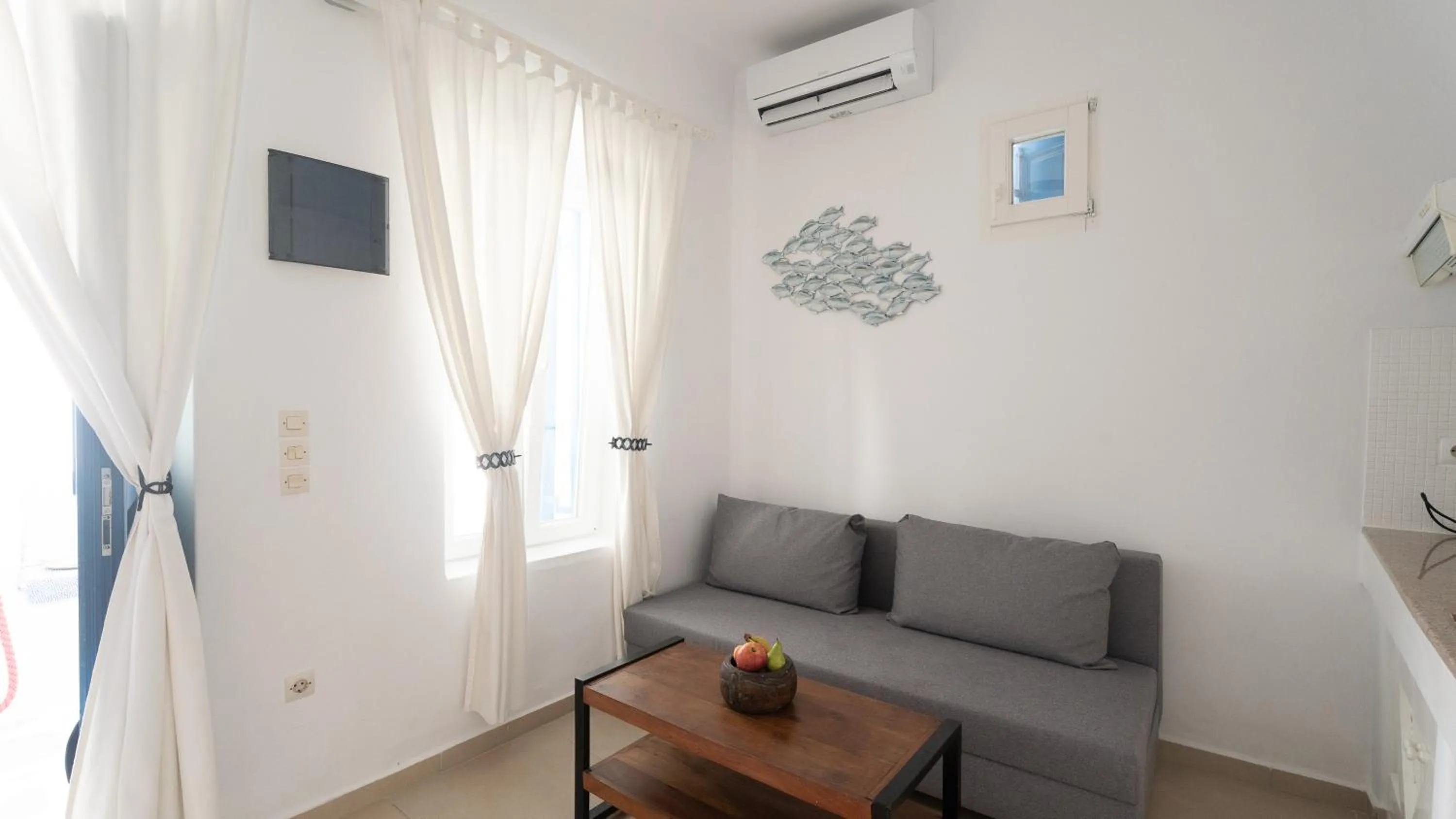 Seating area in Eleanna's Mykonos