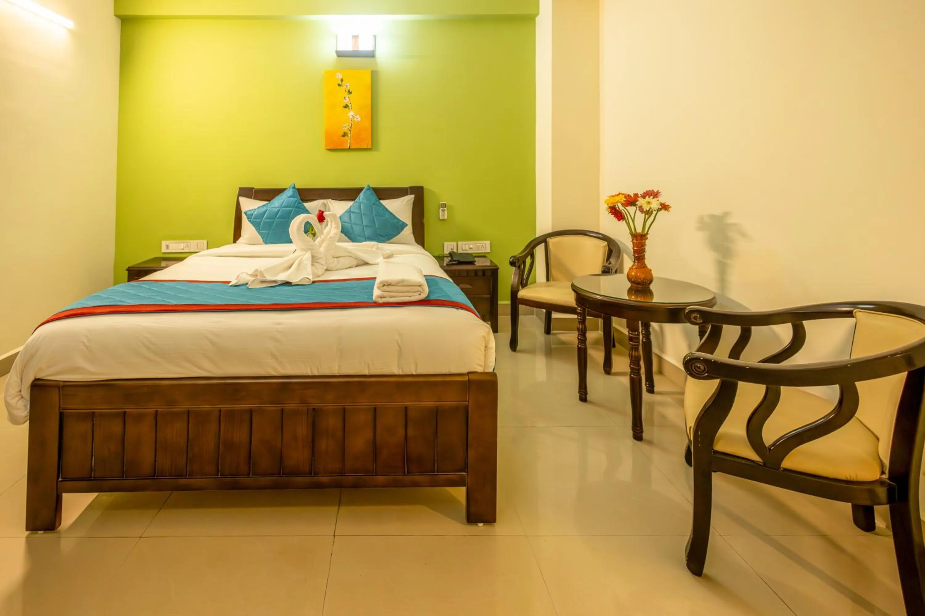 Bed in Suraksha Stay Brookfield Hotel