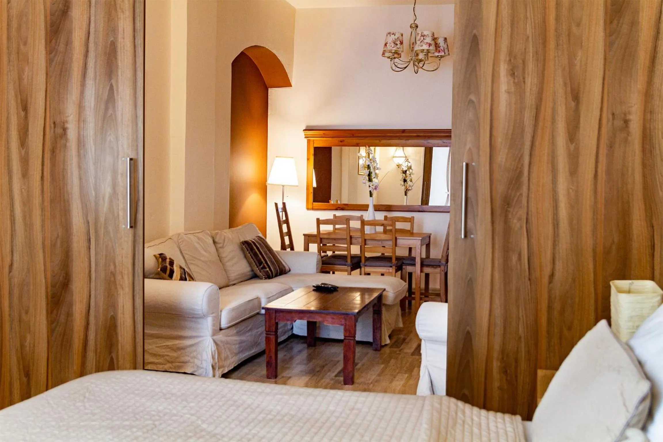 Living room, Bed in Lounge Apartments