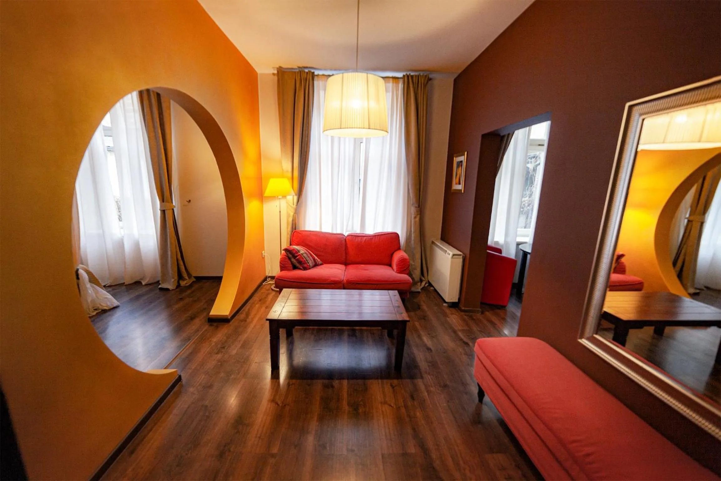 Living room, Bed in Lounge Apartments