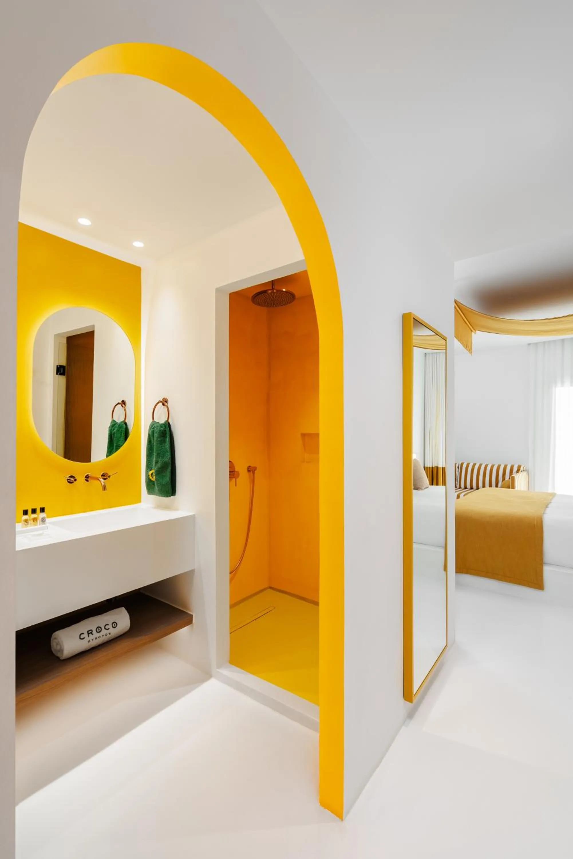 Bathroom, Bed in Croco Mykonos