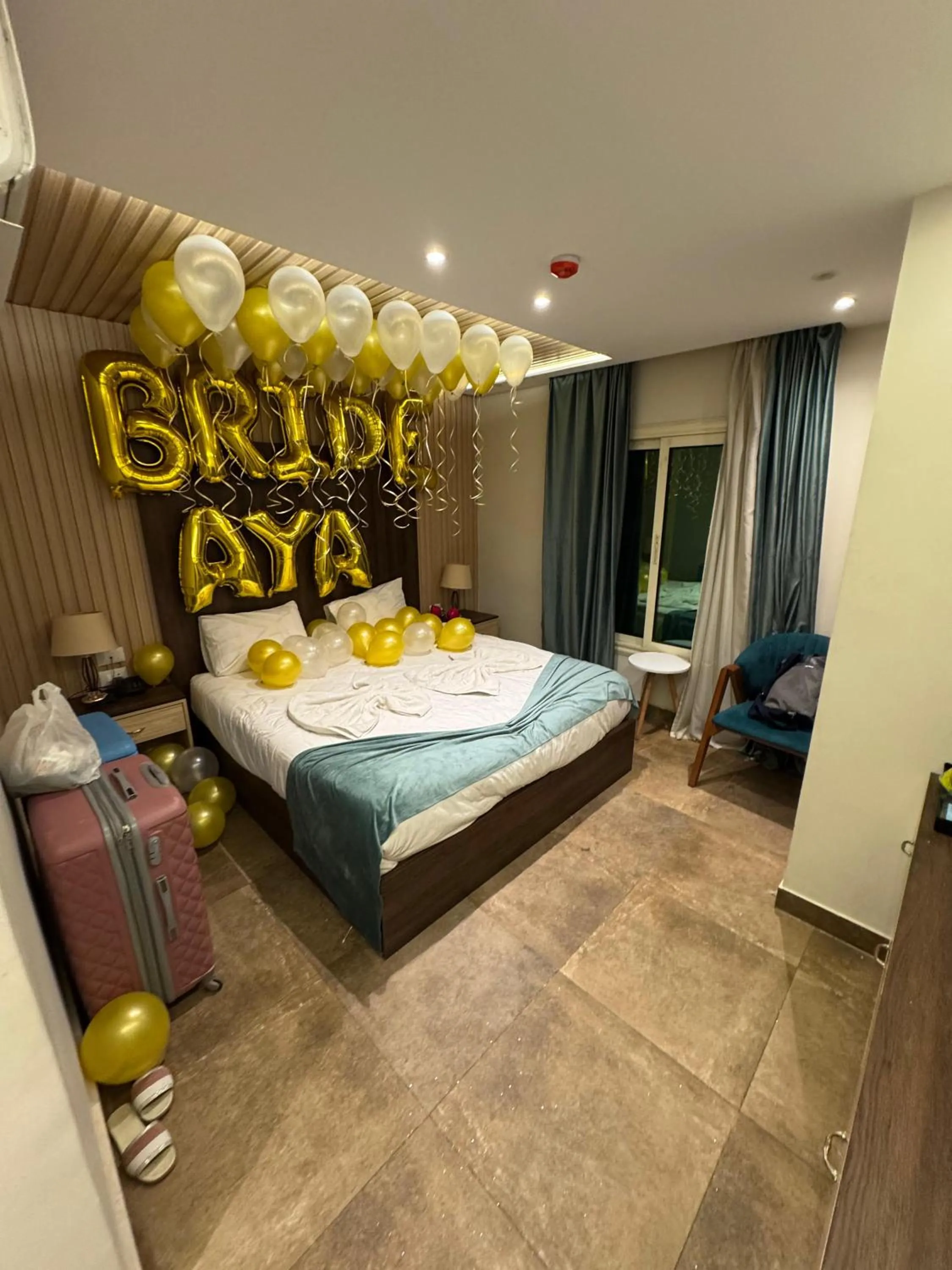 Decorative detail, Bed in Blue Pyramids Eyes Hotel