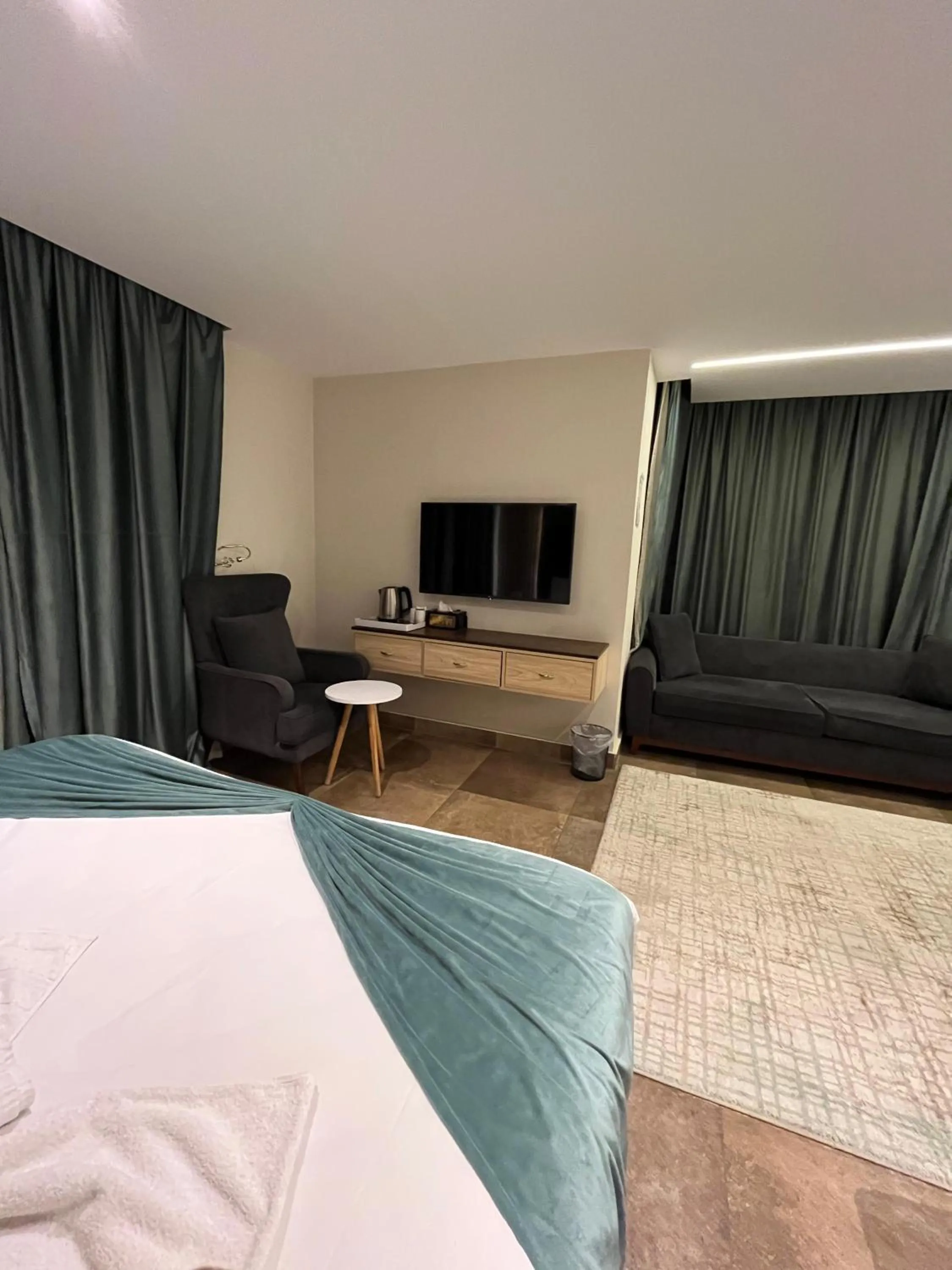 Bed in Blue Pyramids Eyes Hotel