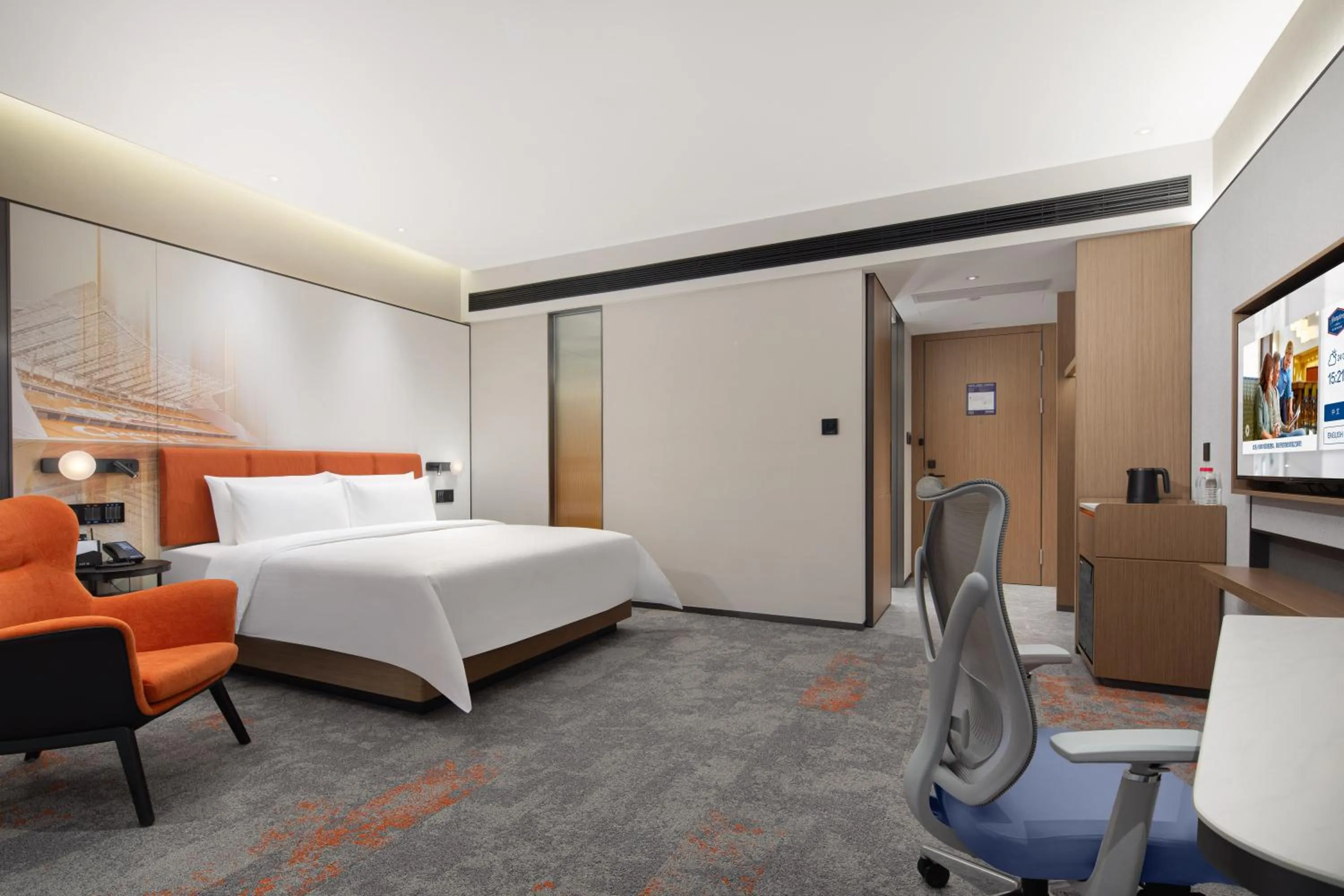 Bed in 广州新塘希尔顿欢朋酒店-广交会期间免费穿梭巴士往返展馆