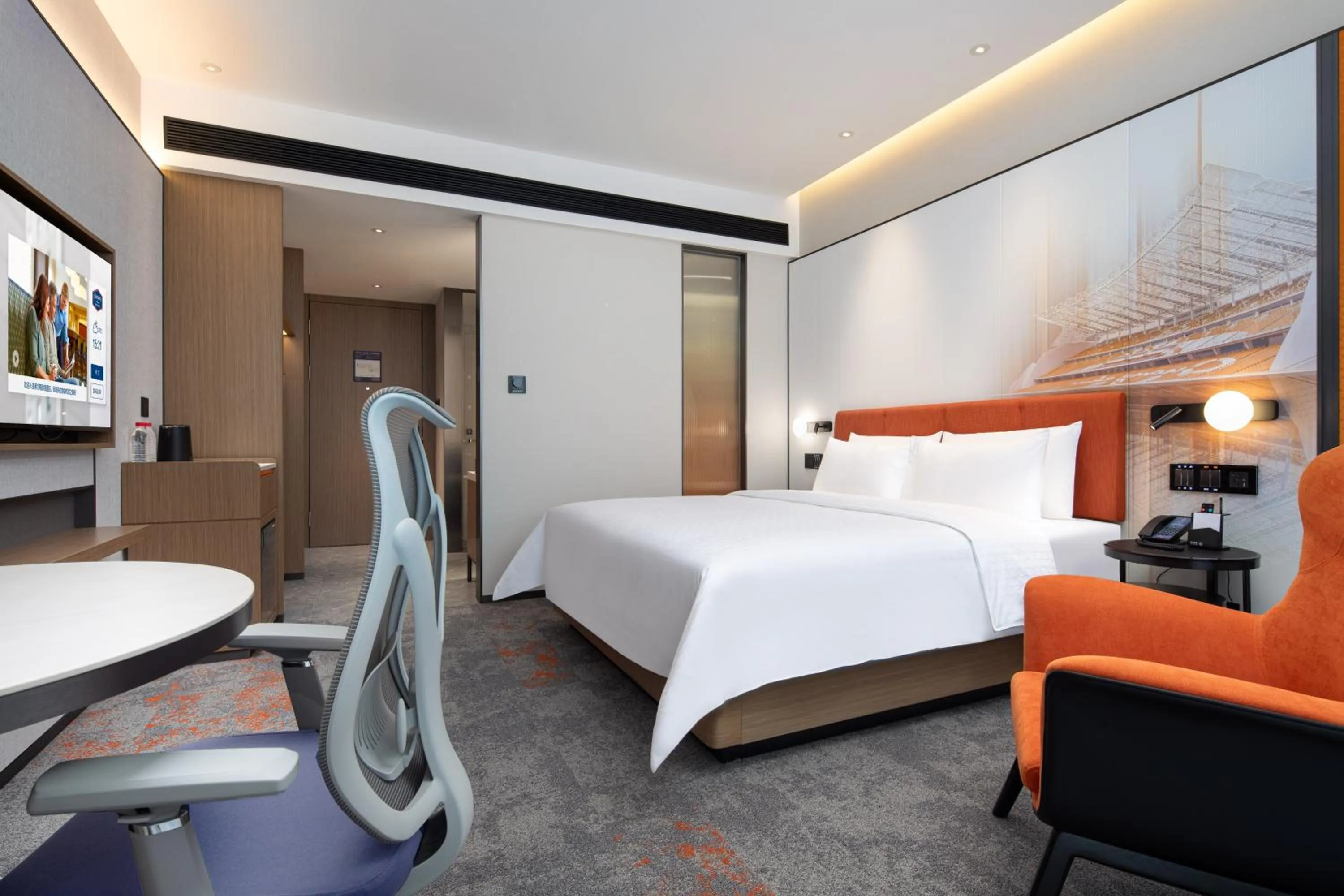 Bed in 广州新塘希尔顿欢朋酒店-广交会期间免费穿梭巴士往返展馆