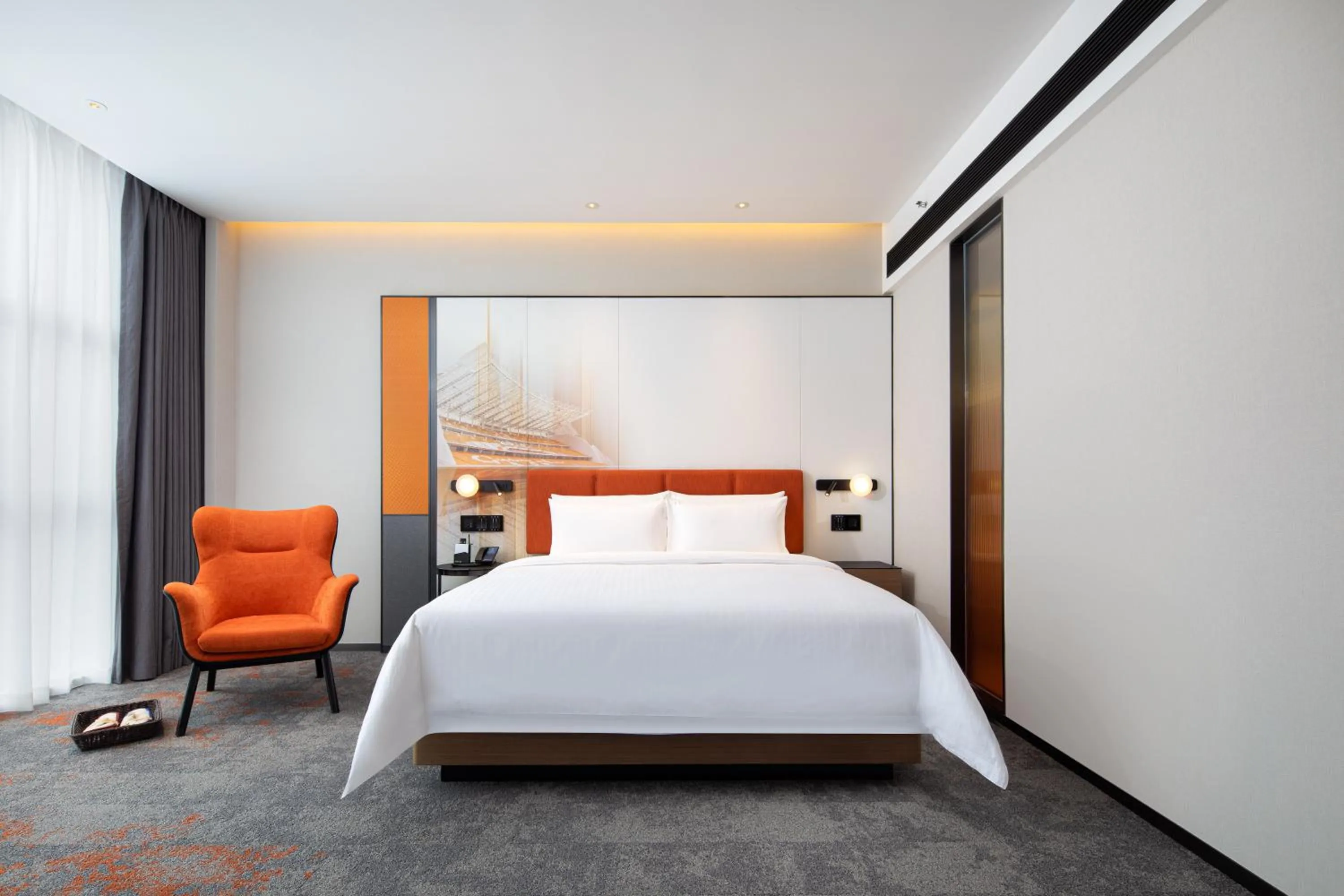 Bed in 广州新塘希尔顿欢朋酒店-广交会期间免费穿梭巴士往返展馆