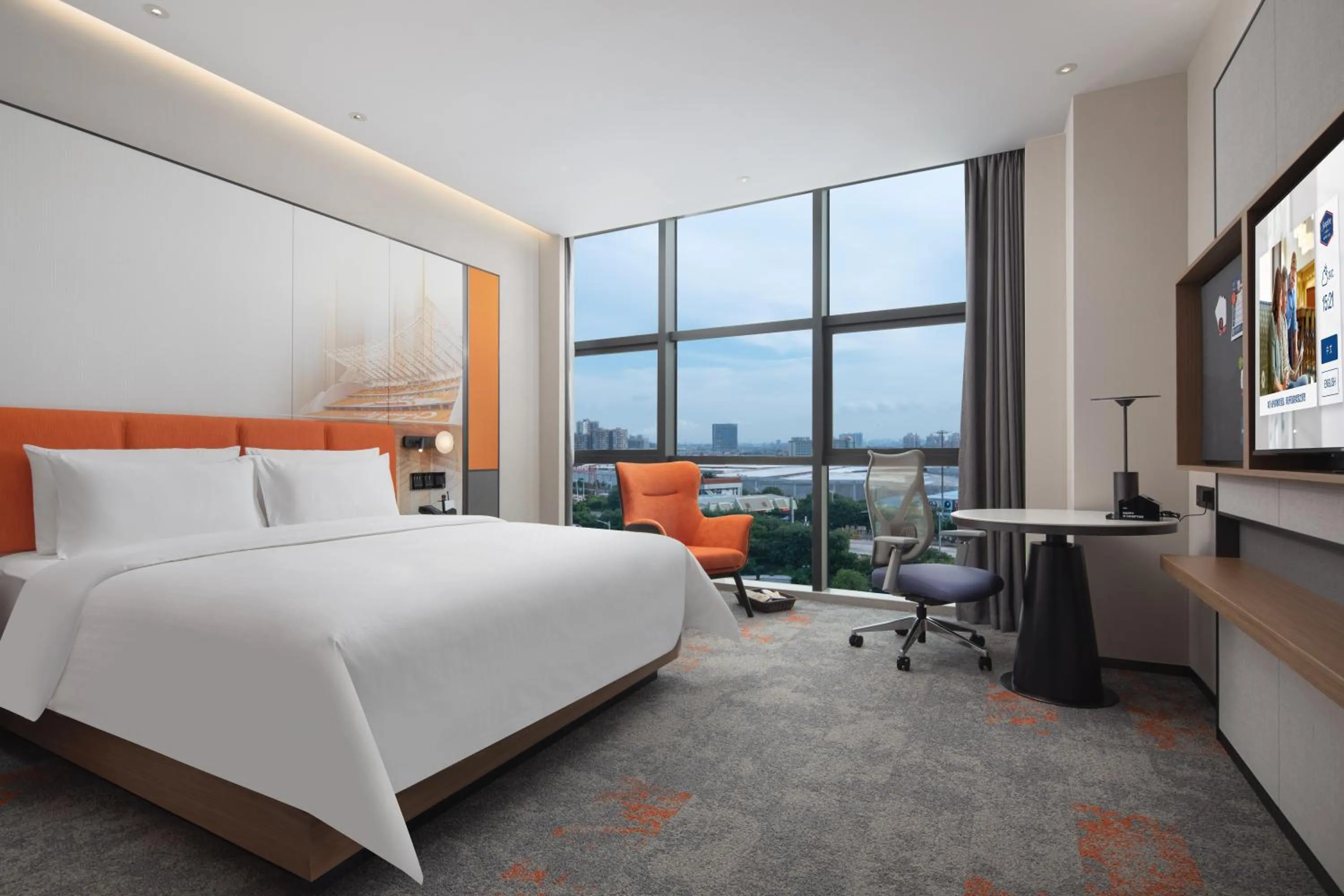 Bed in 广州新塘希尔顿欢朋酒店-广交会期间免费穿梭巴士往返展馆