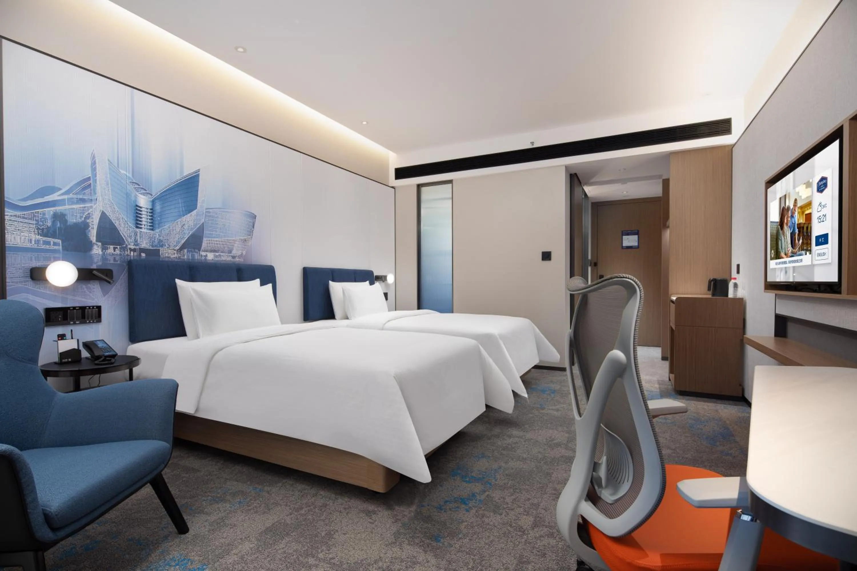 Bed in 广州新塘希尔顿欢朋酒店-广交会期间免费穿梭巴士往返展馆