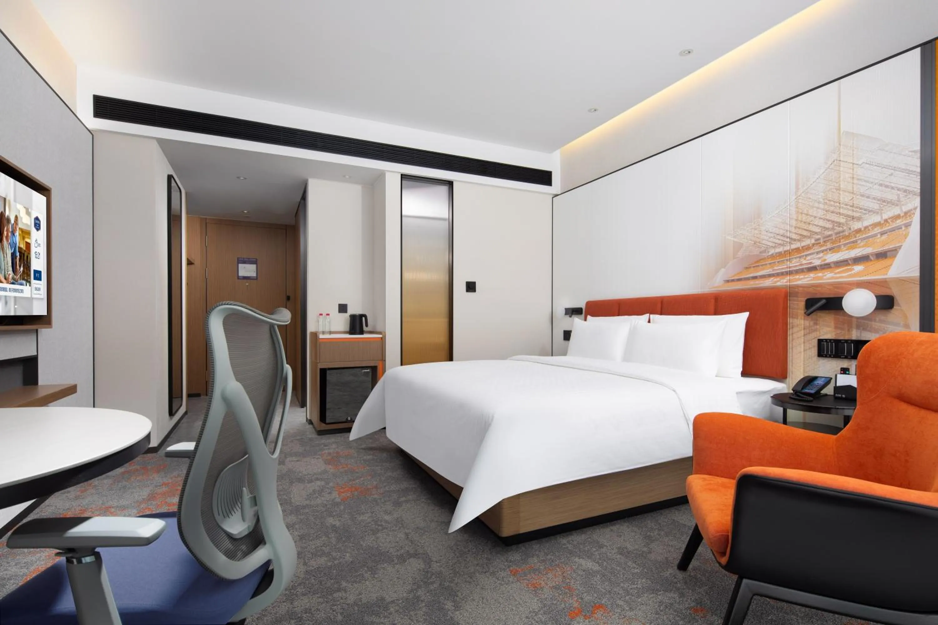 Bed in 广州新塘希尔顿欢朋酒店-广交会期间免费穿梭巴士往返展馆