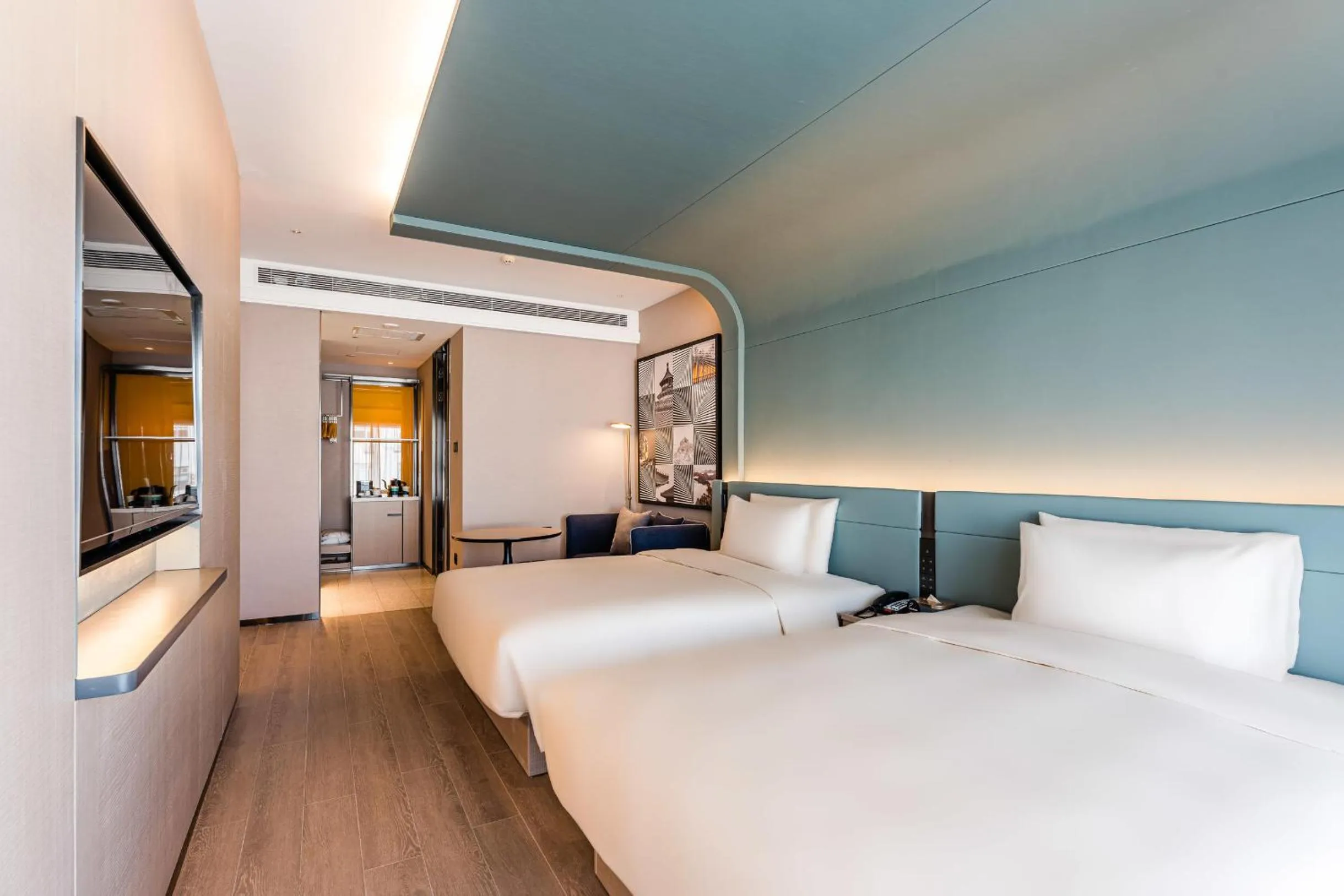 Bed in Atour S Hotel Beijing Shangdi Qinghe High Speed Railway Station