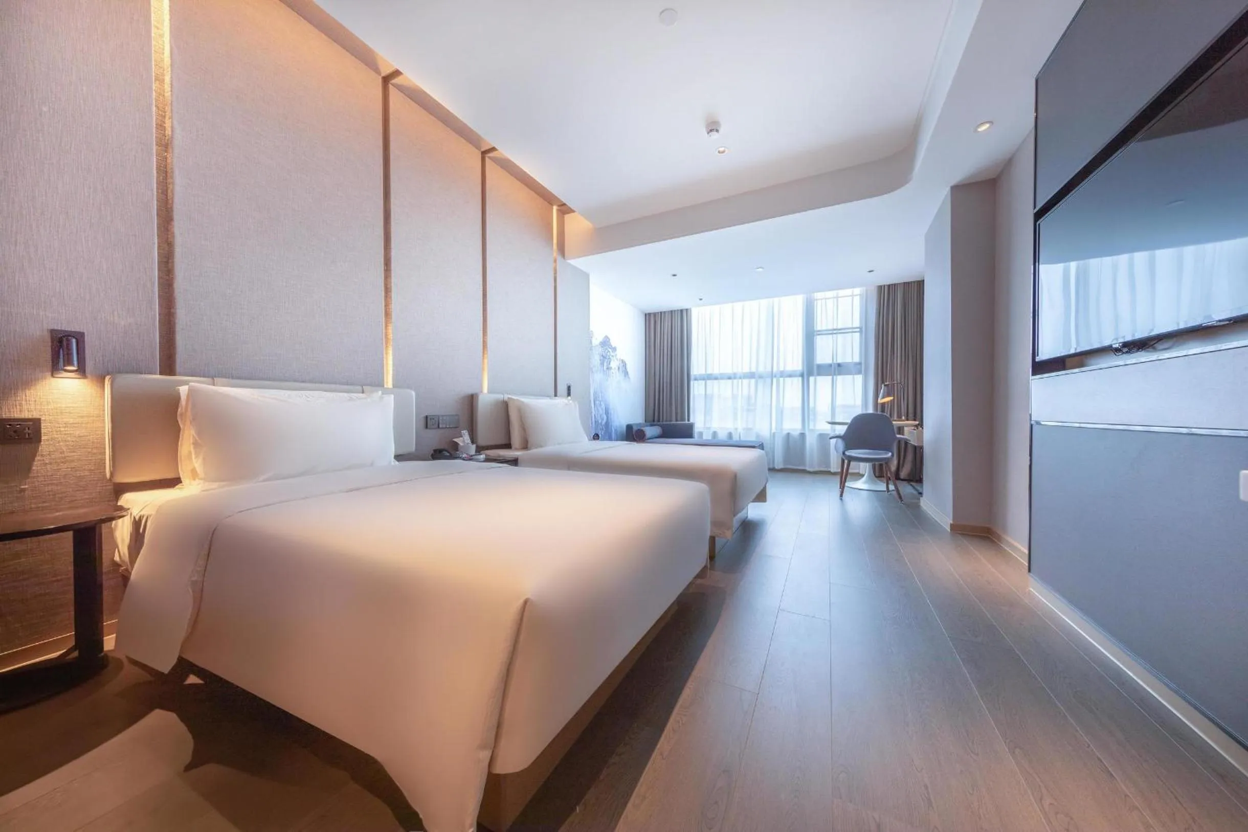 Bed in Atour Hotel Shenzhen Fuhai International Convention and Exhibition Center