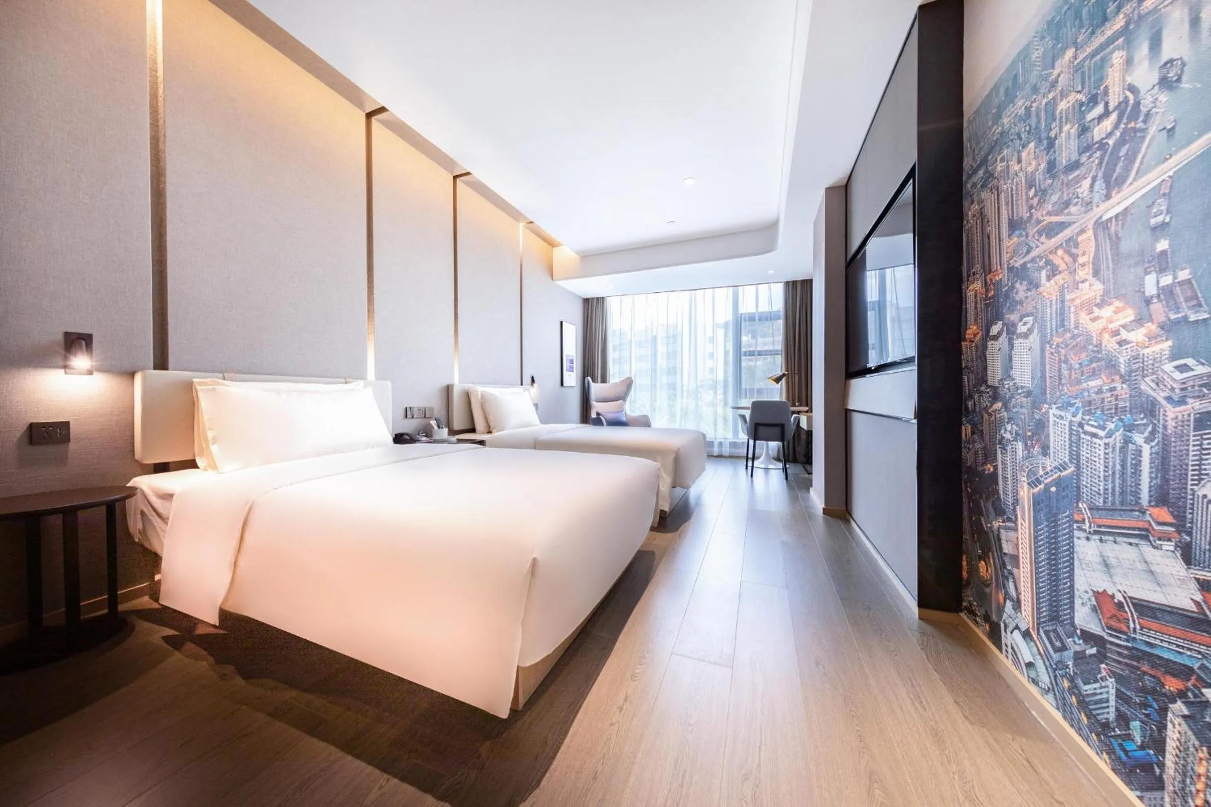 Bed in Atour Hotel Chongqing Guanyinqiao Flower Garden