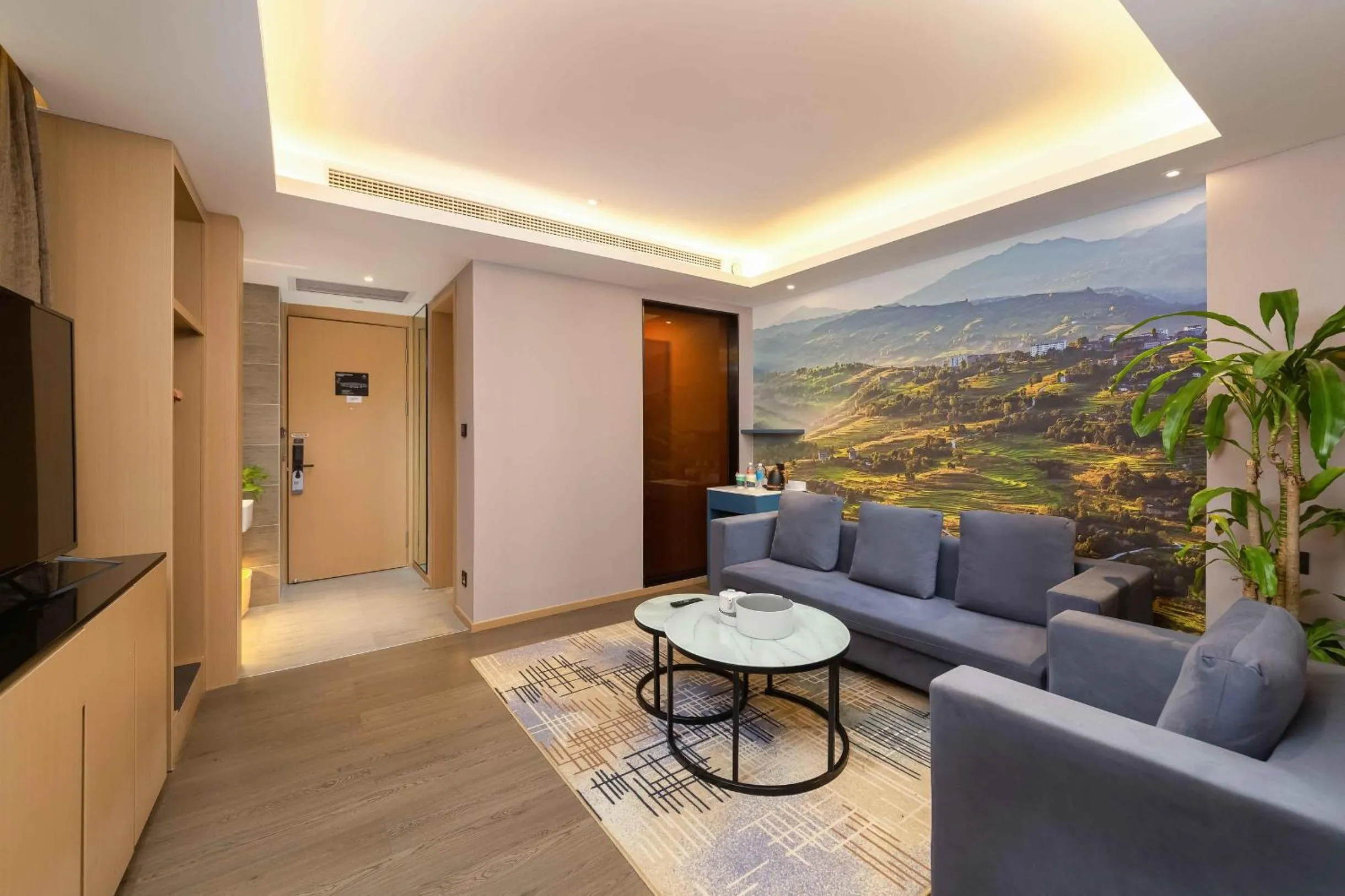 Living room in Atour Hotel Chongqing Guanyinqiao Flower Garden