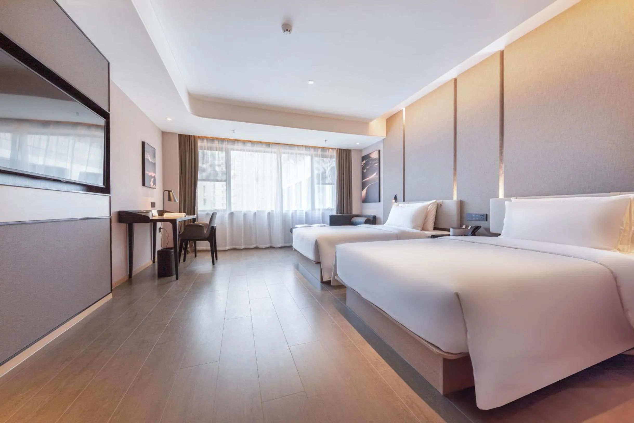 Bed in Atour Hotel Zhuhai Wanchai Port Hengqin International Convention and Exhibition Center
