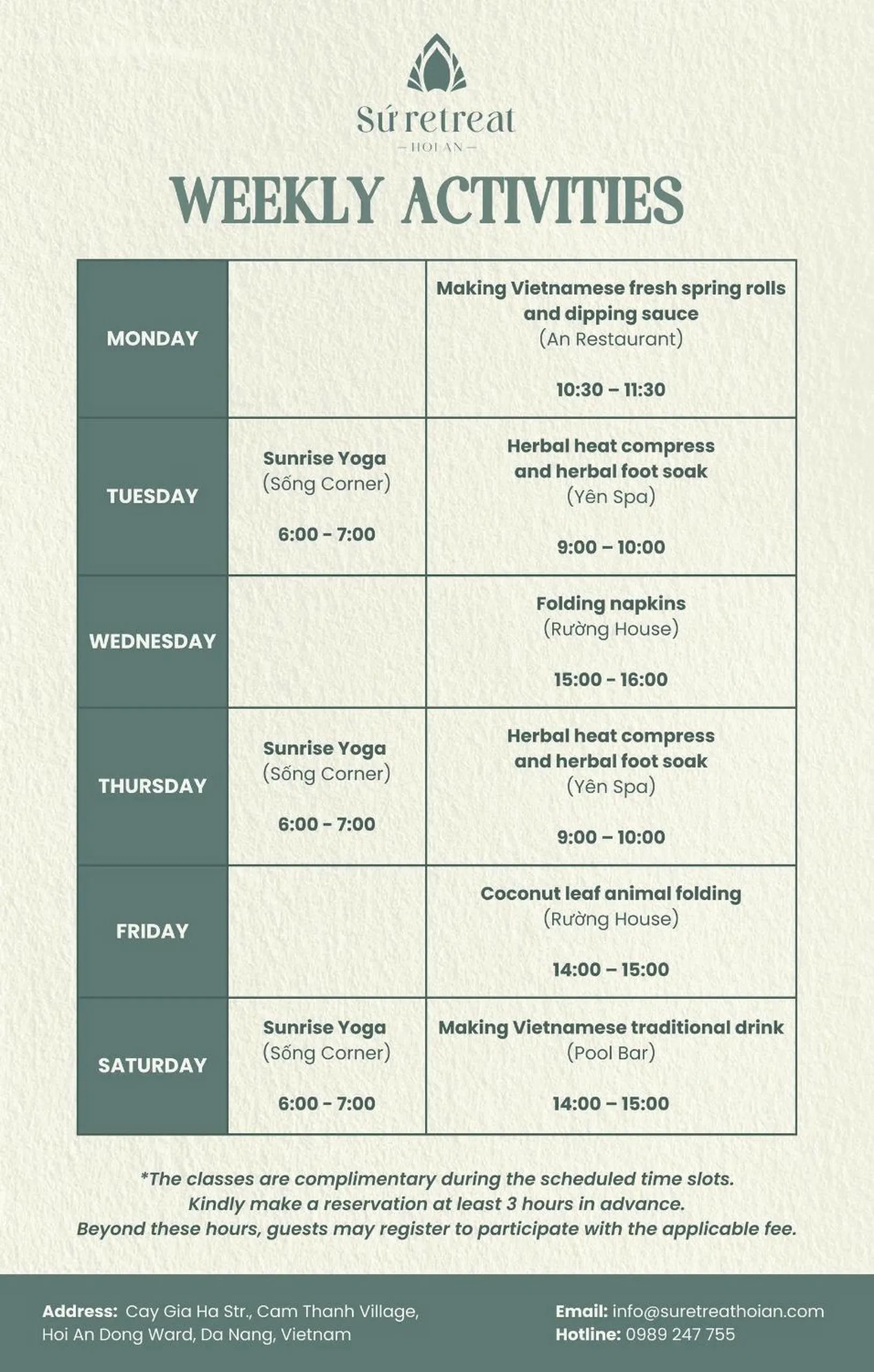 Activities in Sứ Retreat Hoi An - Riverfront Resort