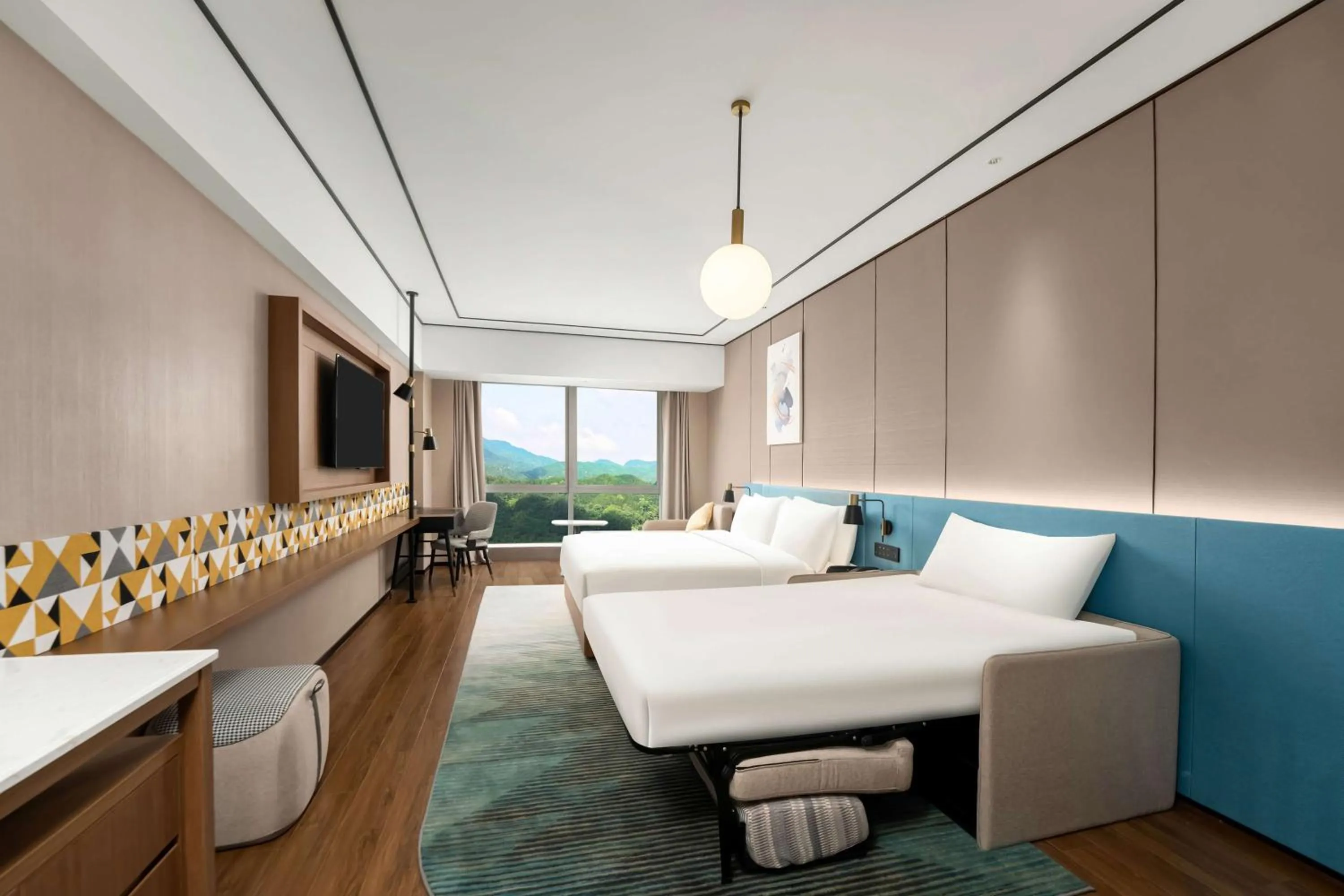 Bed in Hilton Garden Inn Huzhou High-Speed Railway Station