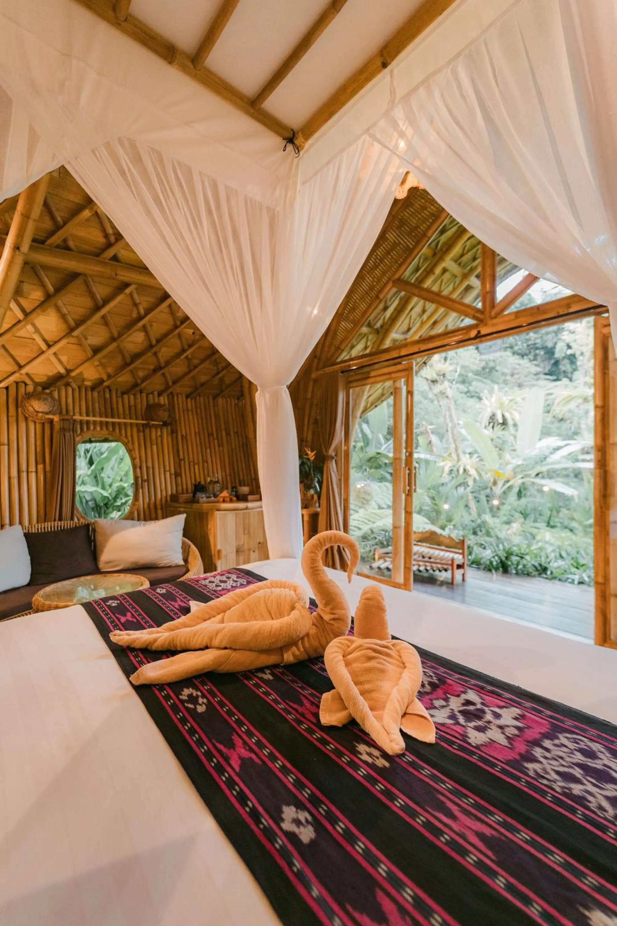 Bed in Arcada Bali Bamboo House