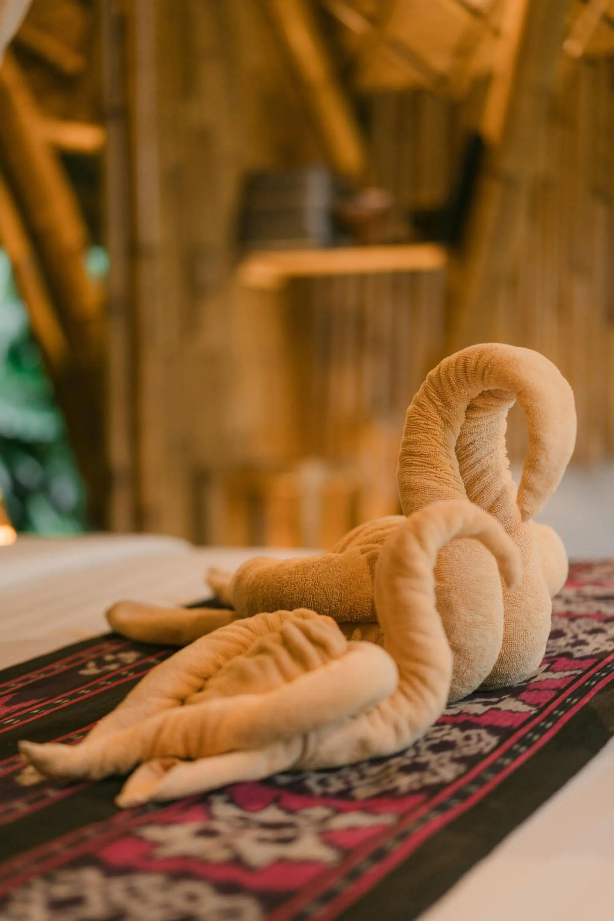 Bed in Arcada Bali Bamboo House