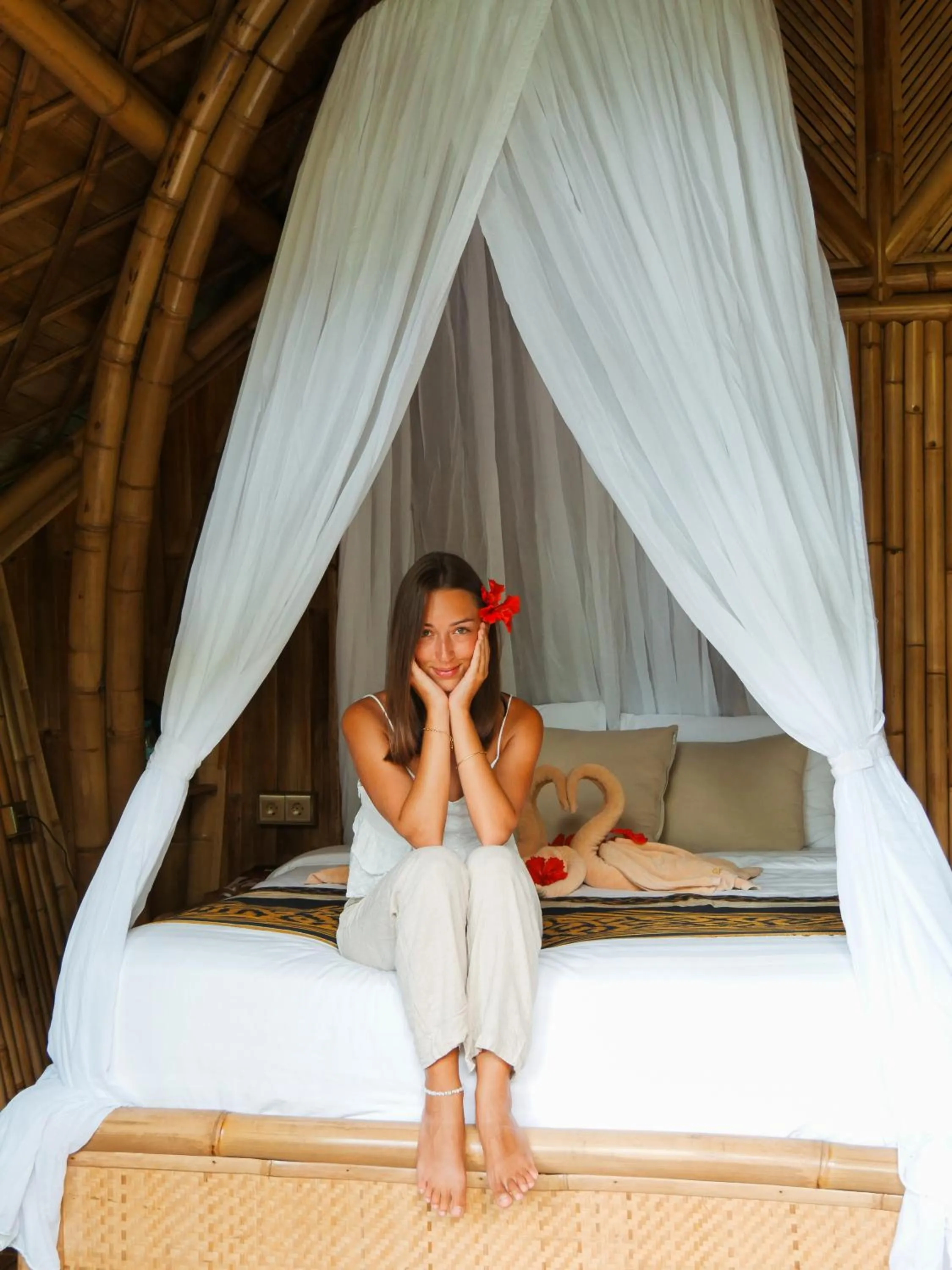 Bed in Arcada Bali Bamboo House