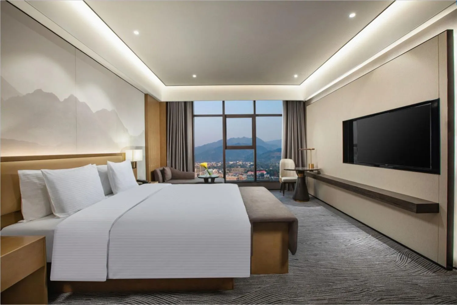 Photo of the whole room, Bed in Wanda Jin Pingxiang