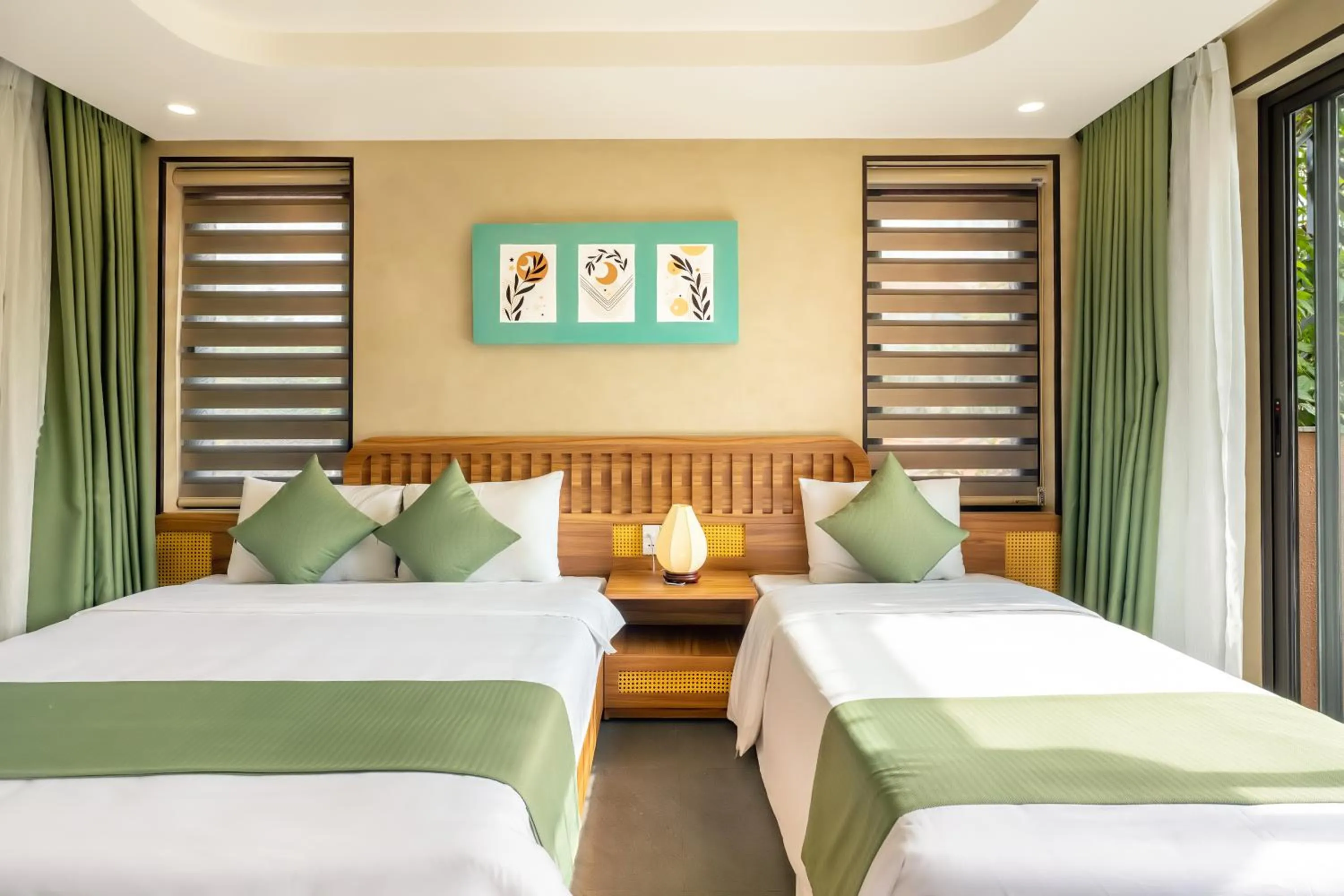 Bed in The Linh Seaside Villa Hoi An