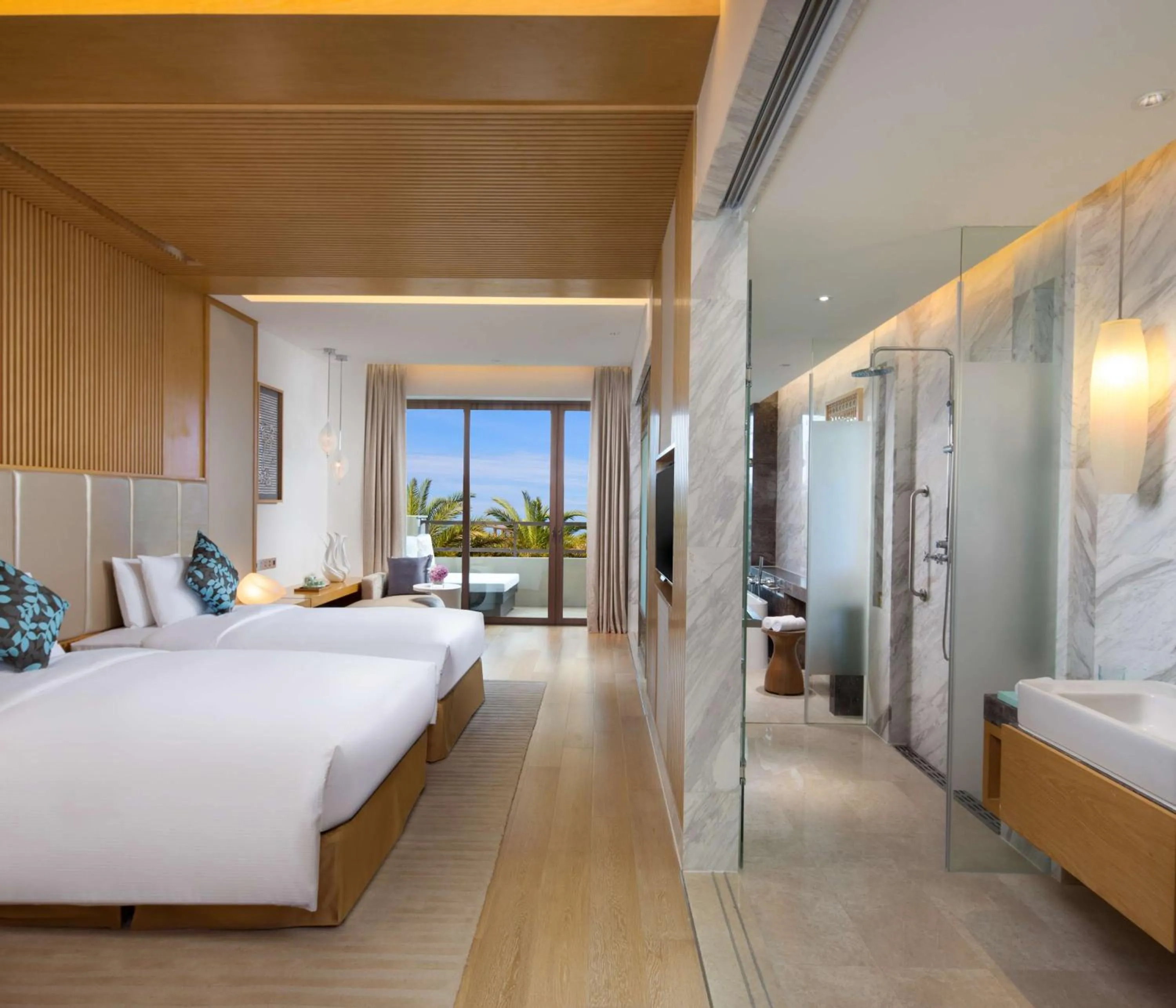 Bathroom, Bed in Sanya Yazhou Bay Resort Curio Collection by Hilton