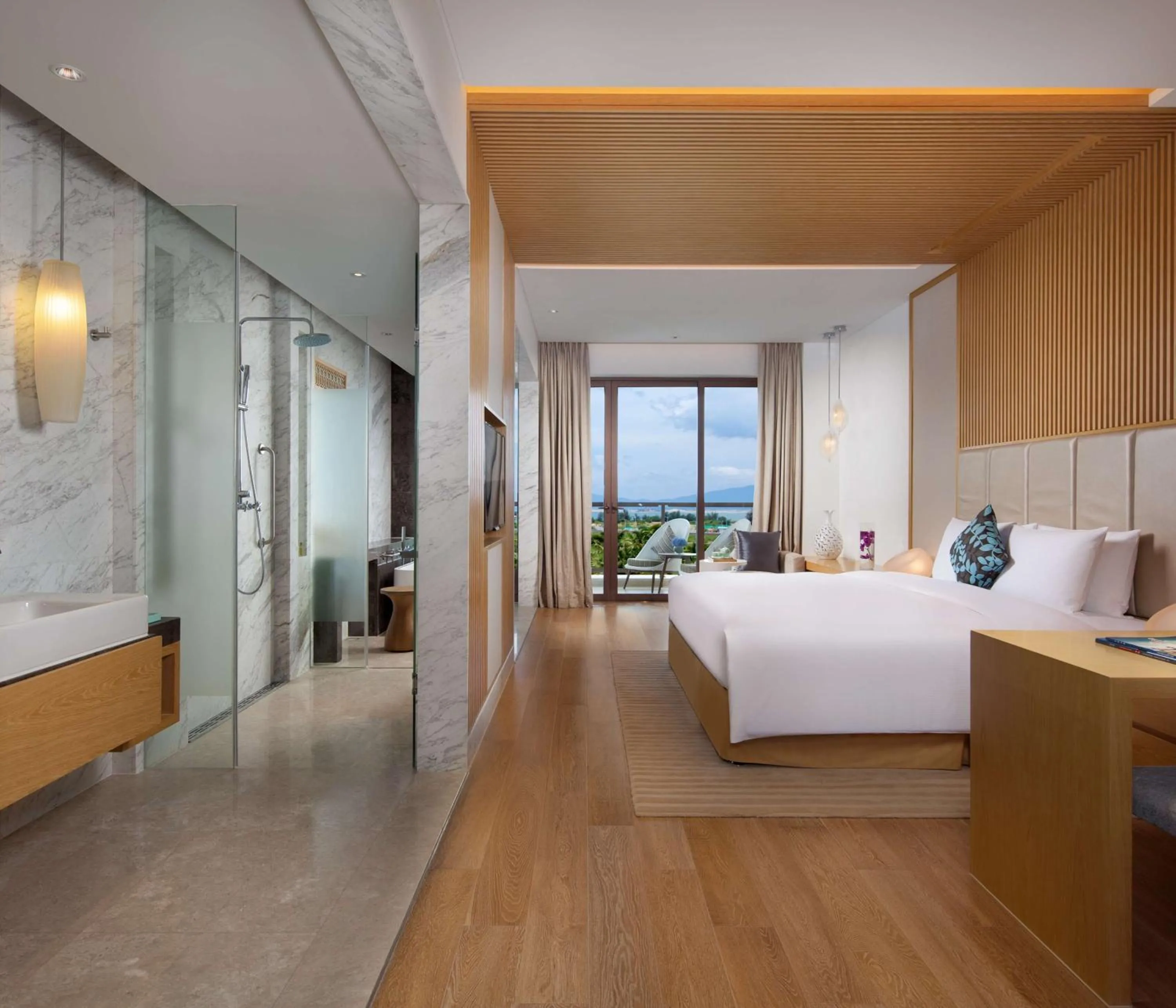Bathroom, Bed in Sanya Yazhou Bay Resort Curio Collection by Hilton