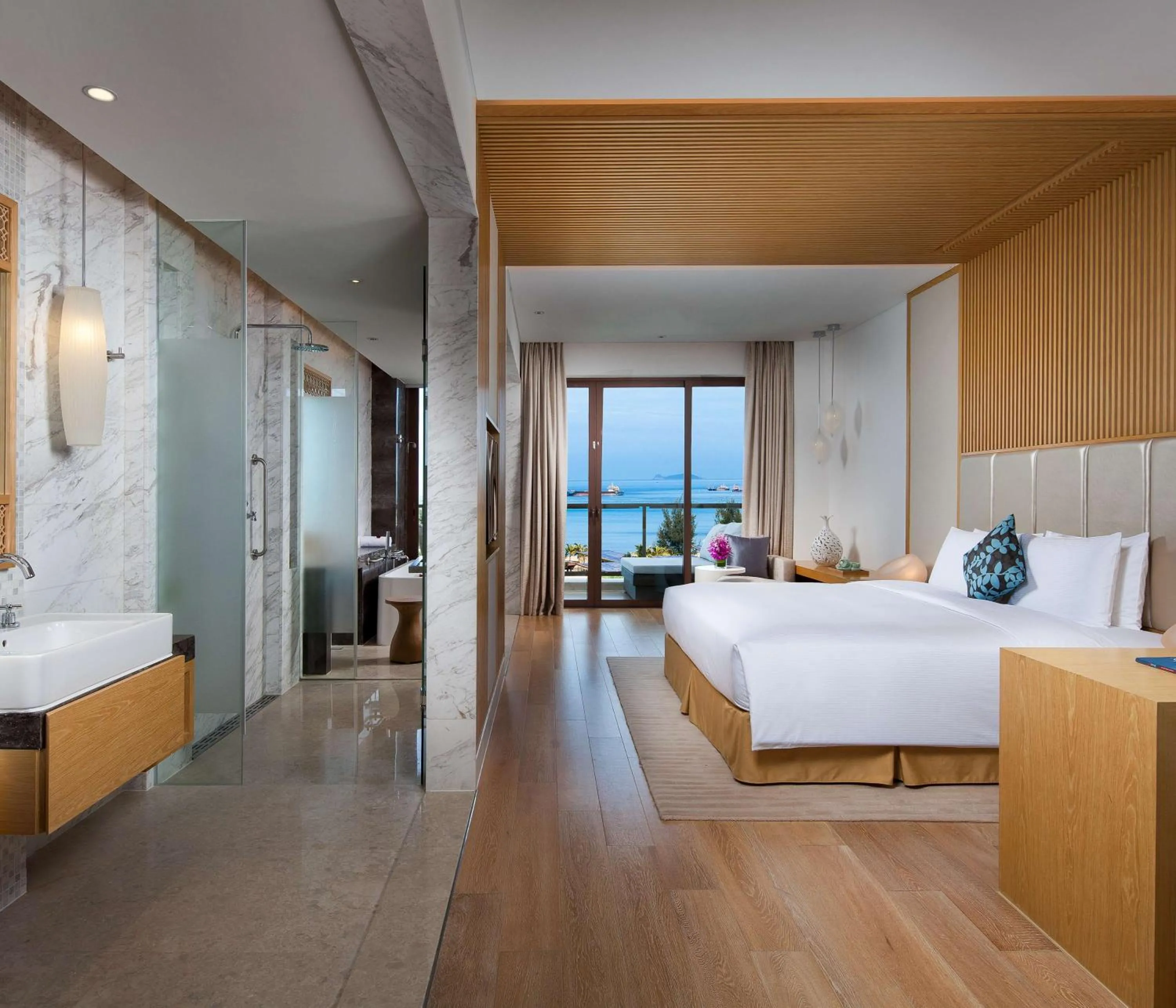 Bathroom, Bed in Sanya Yazhou Bay Resort Curio Collection by Hilton