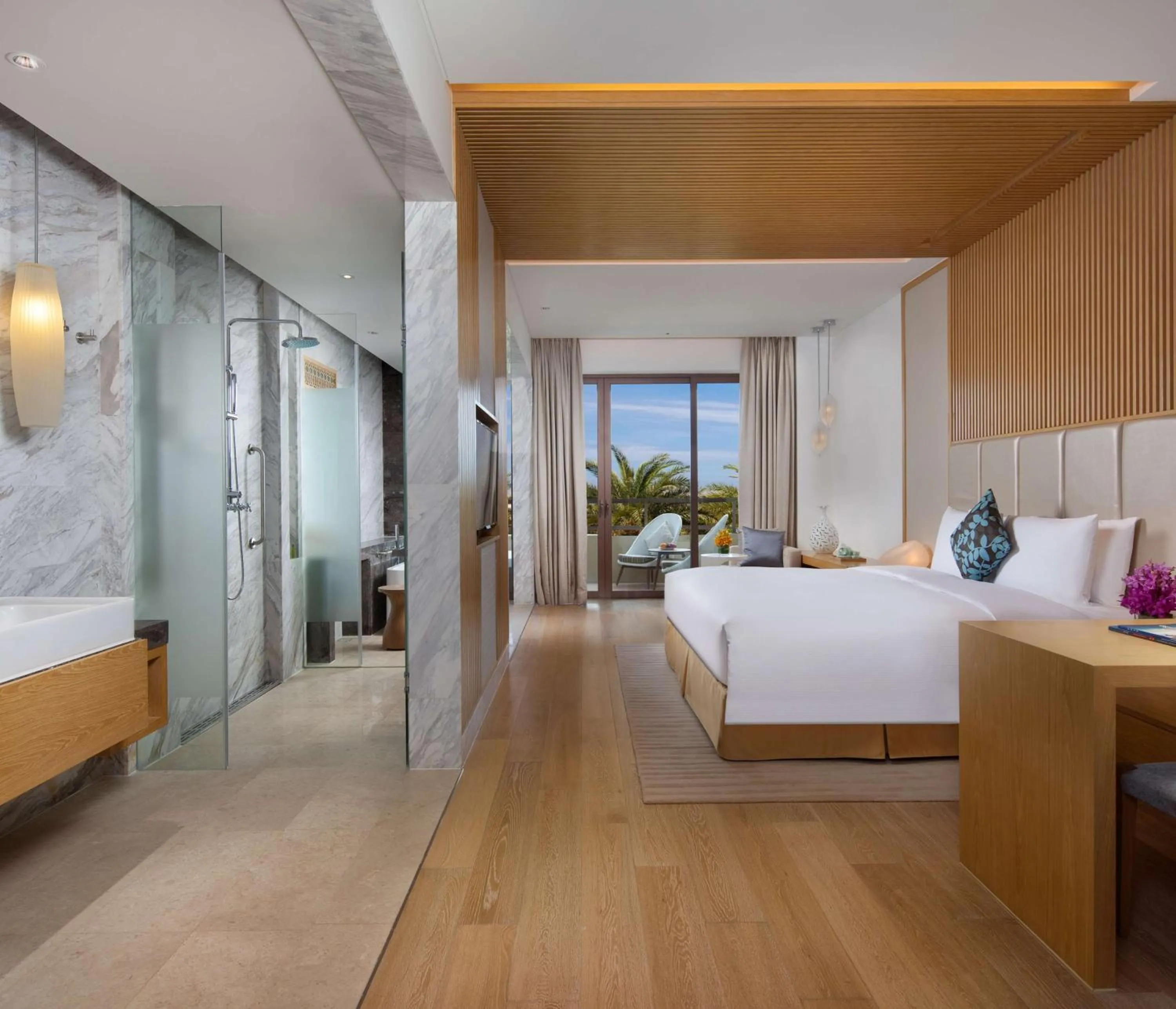 Bathroom, Bed in Sanya Yazhou Bay Resort Curio Collection by Hilton