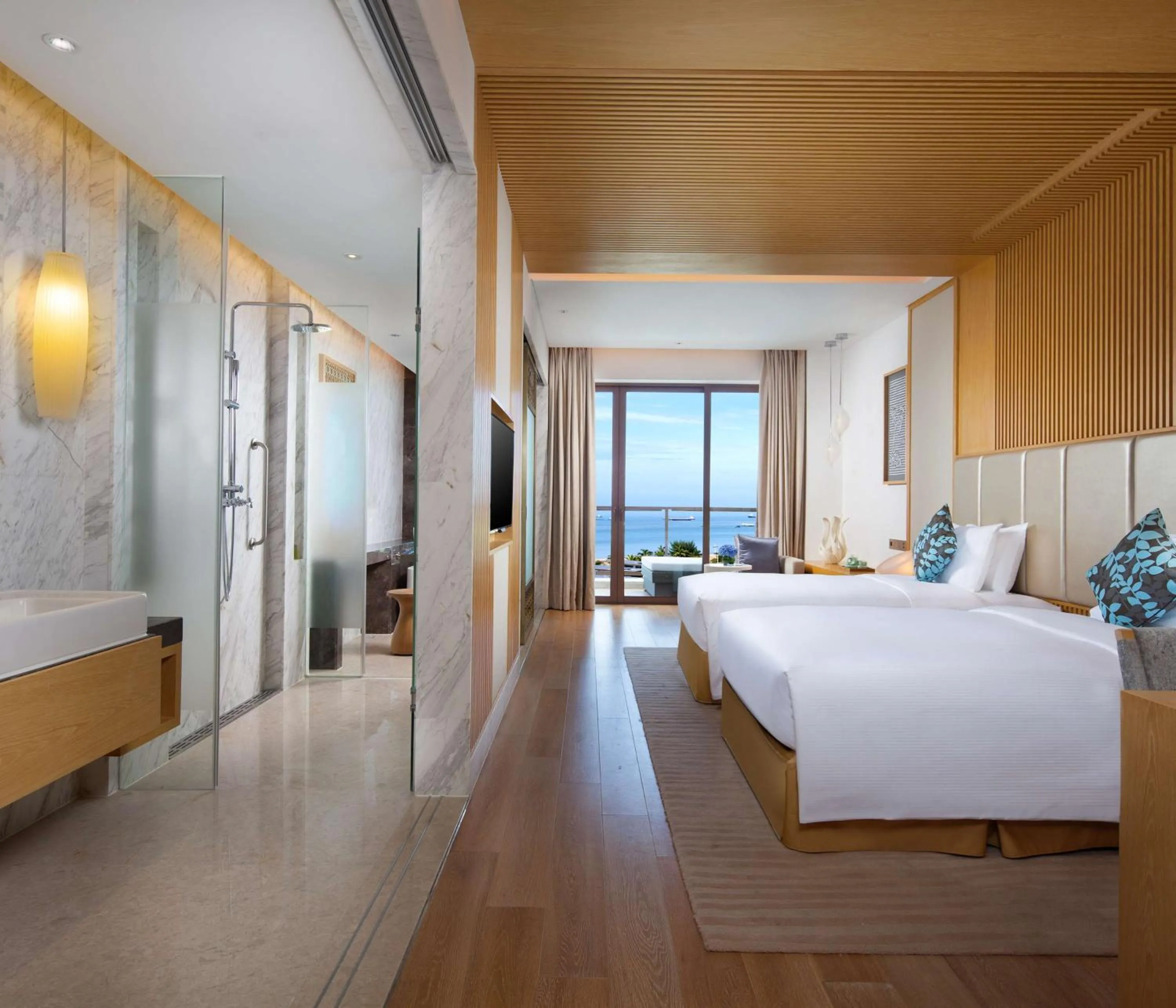 Bathroom, Bed in Sanya Yazhou Bay Resort Curio Collection by Hilton