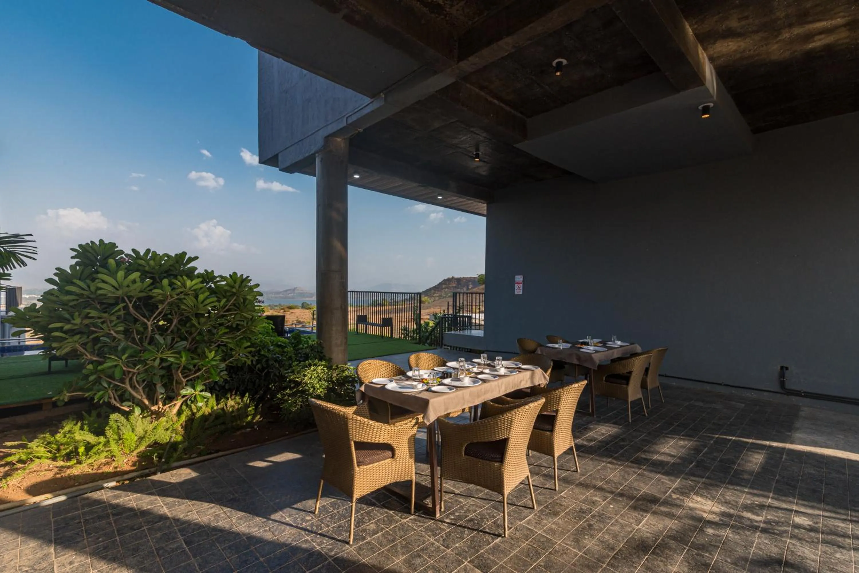Dining area in Wabi Sabi Resort, Igatpuri