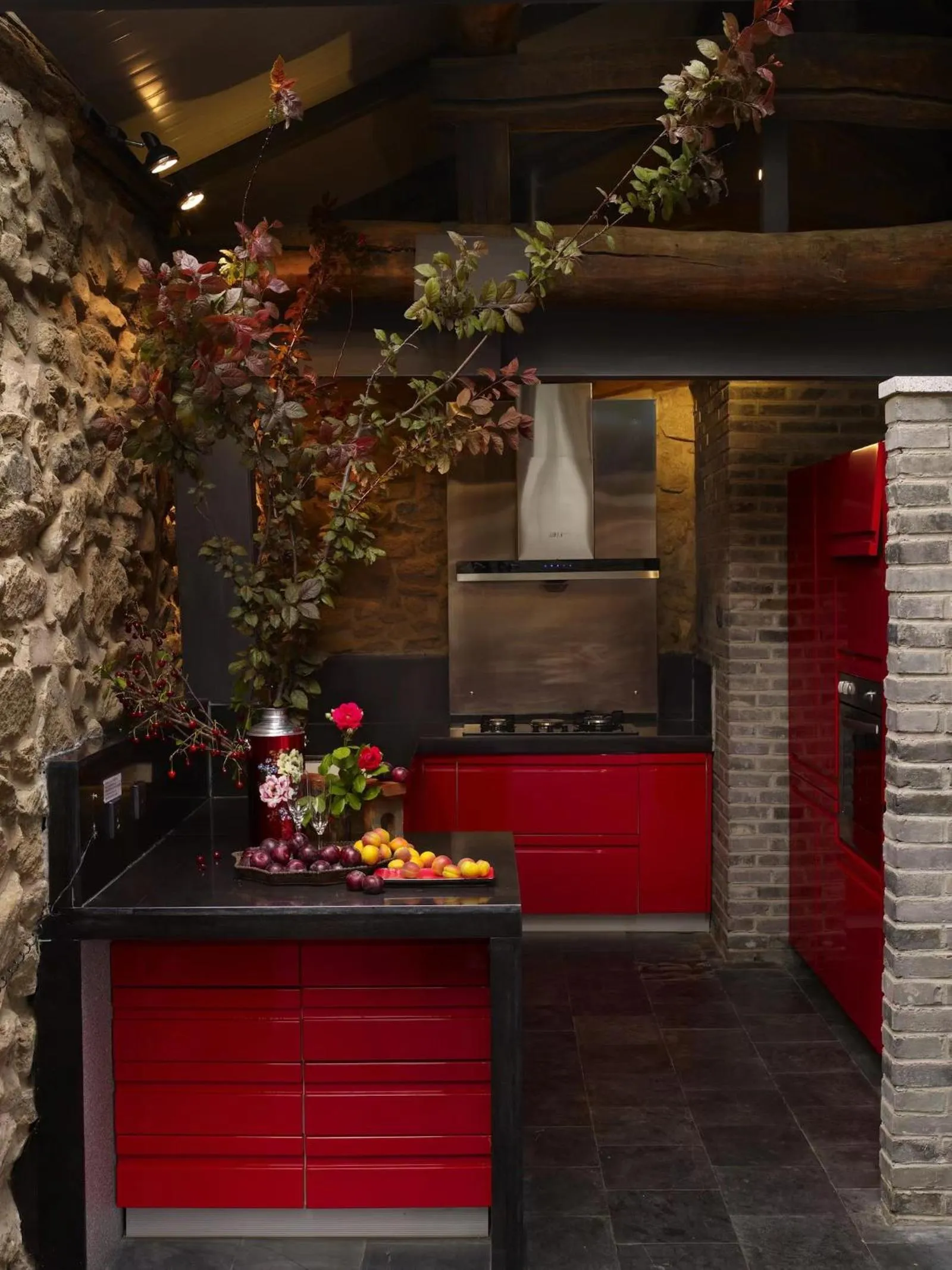 Kitchen or kitchenette in Brickyard Retreat at Mutianyu Great Wall Adjoin to Mutianyu Great Wall - Room with the View of Great Wall - Jacuzzi with the View of Great Wall - Vehicle Shuttle Service - International Catering - SPA& Nail Beauty Facilities