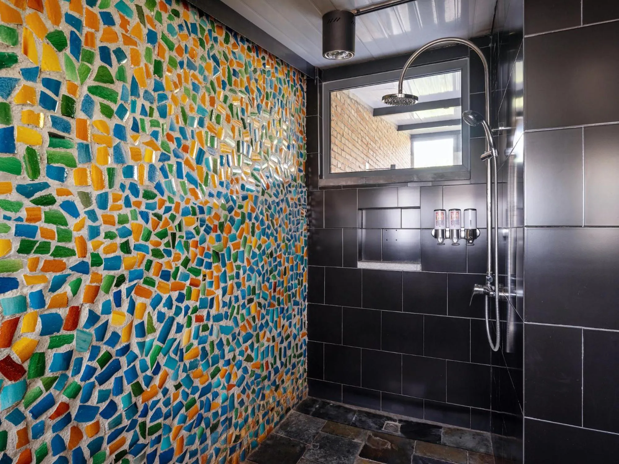 Bathroom in Brickyard Retreat at Mutianyu Great Wall Adjoin to Mutianyu Great Wall - Room with the View of Great Wall - Jacuzzi with the View of Great Wall - Vehicle Shuttle Service - International Catering - SPA& Nail Beauty Facilities