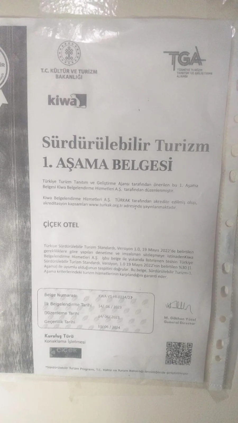 Certificate/Award in Cicek Hotel & Apartments