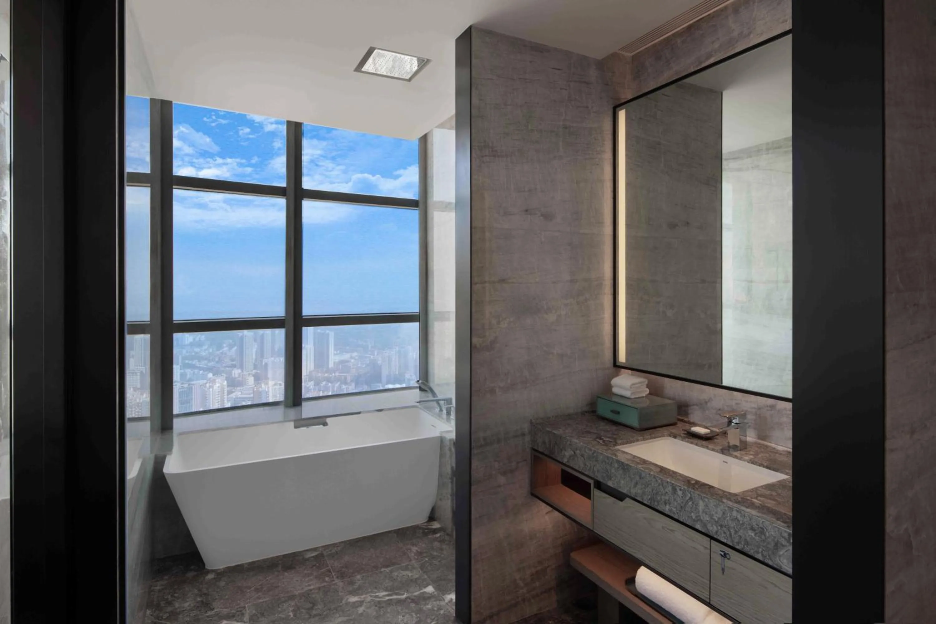 Toilet, Bed in Wuhan Marriott Hotel Wuchang