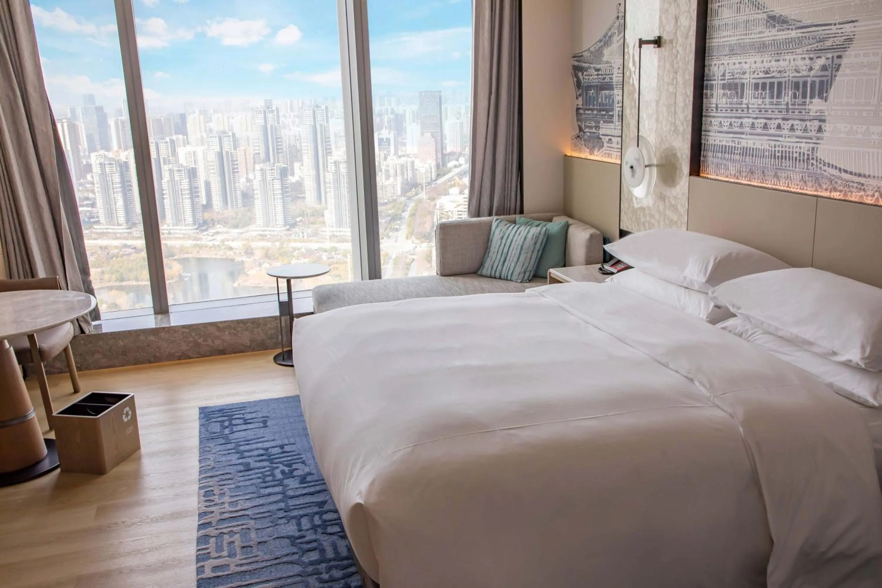 Bed in Wuhan Marriott Hotel Wuchang