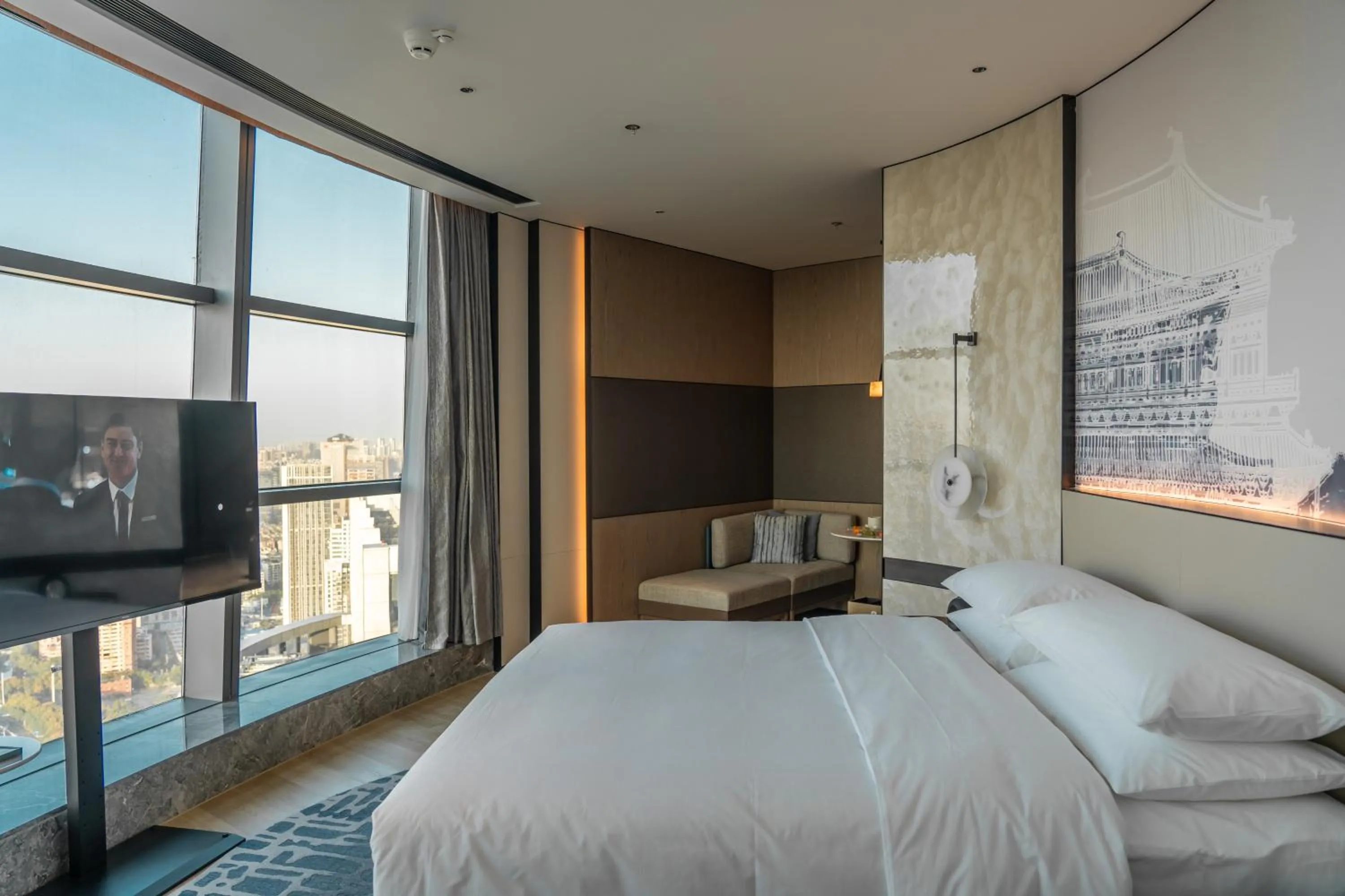 Bedroom, Bed in Wuhan Marriott Hotel Wuchang