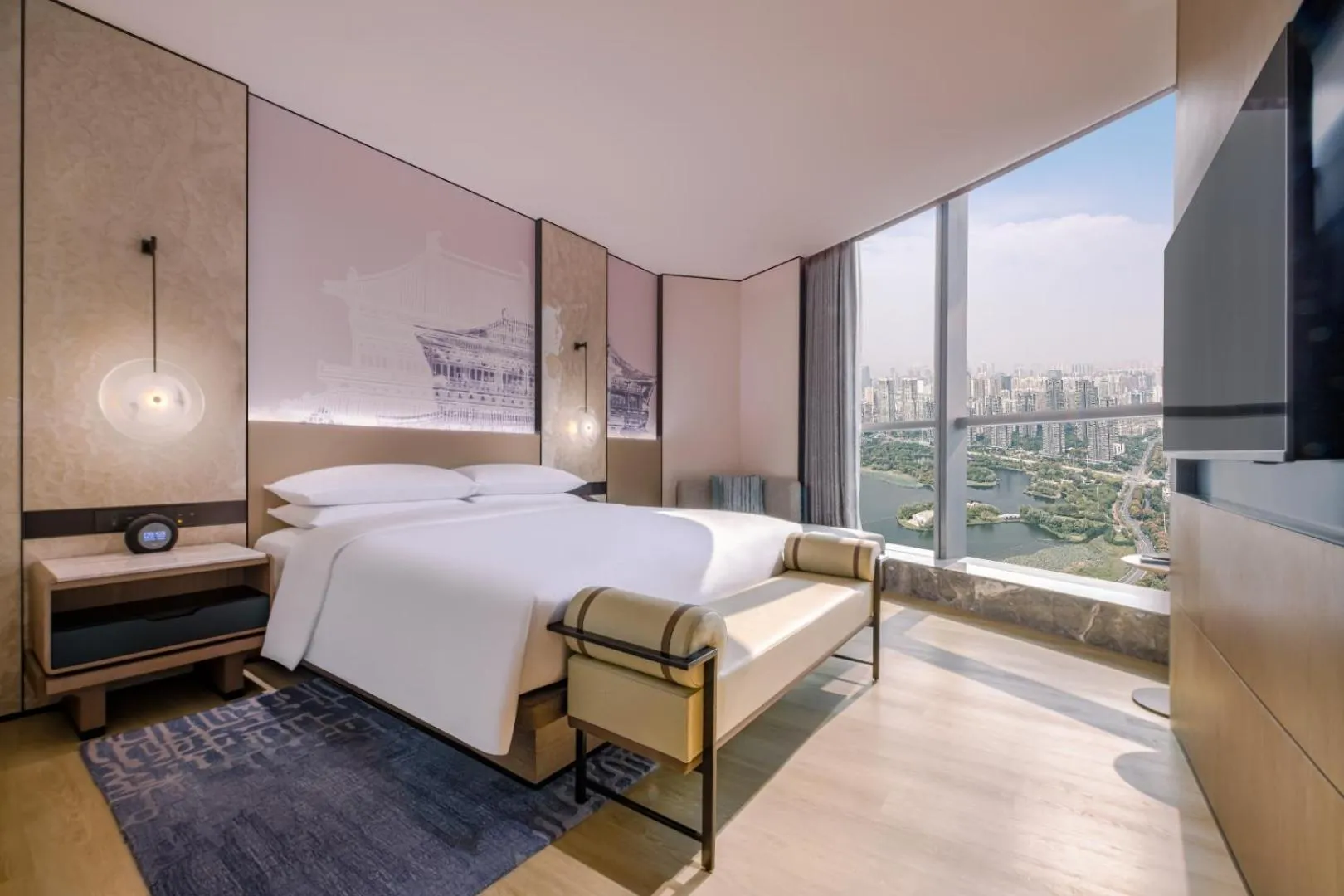 Bed in Wuhan Marriott Hotel Wuchang