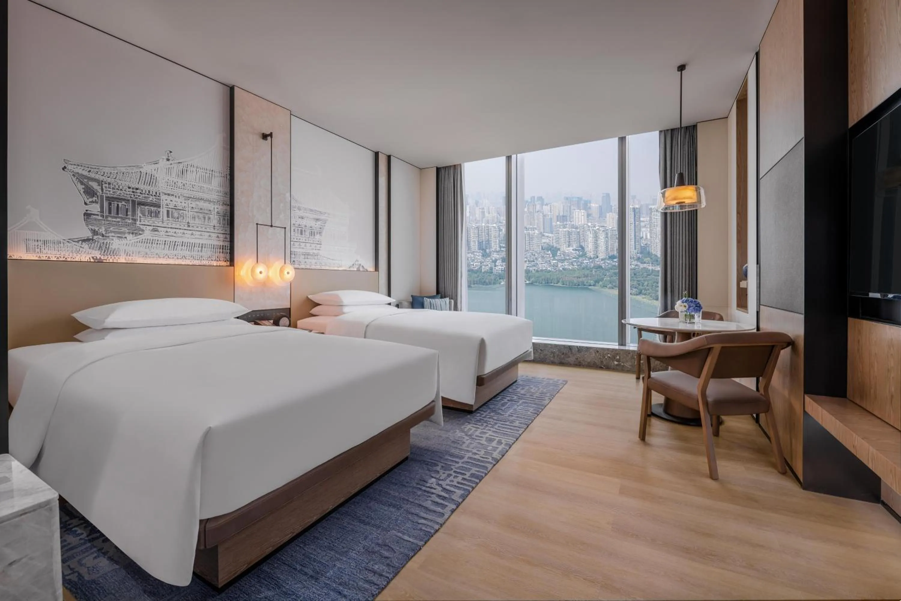 Bed in Wuhan Marriott Hotel Wuchang