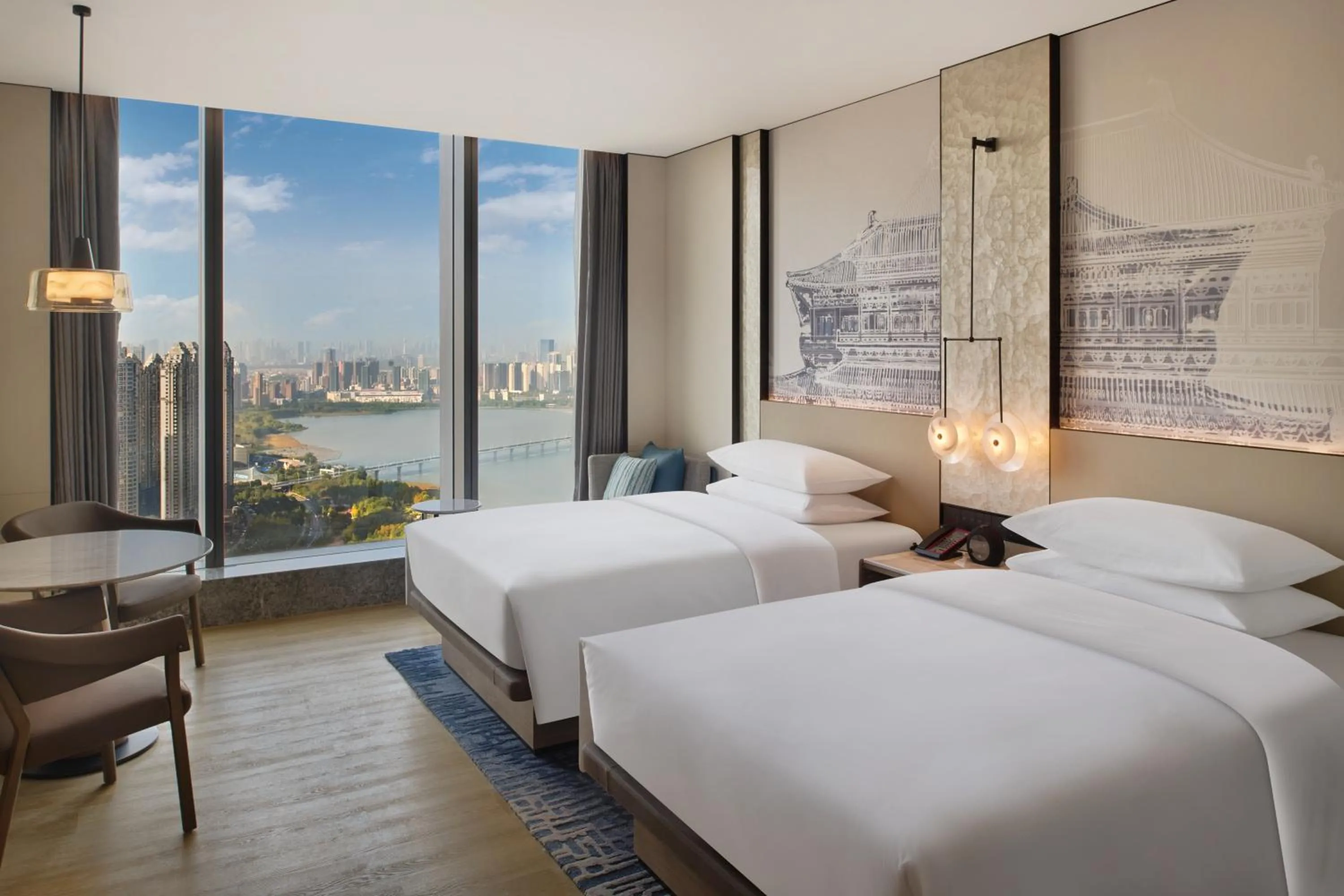 Natural landscape, Bed in Wuhan Marriott Hotel Wuchang