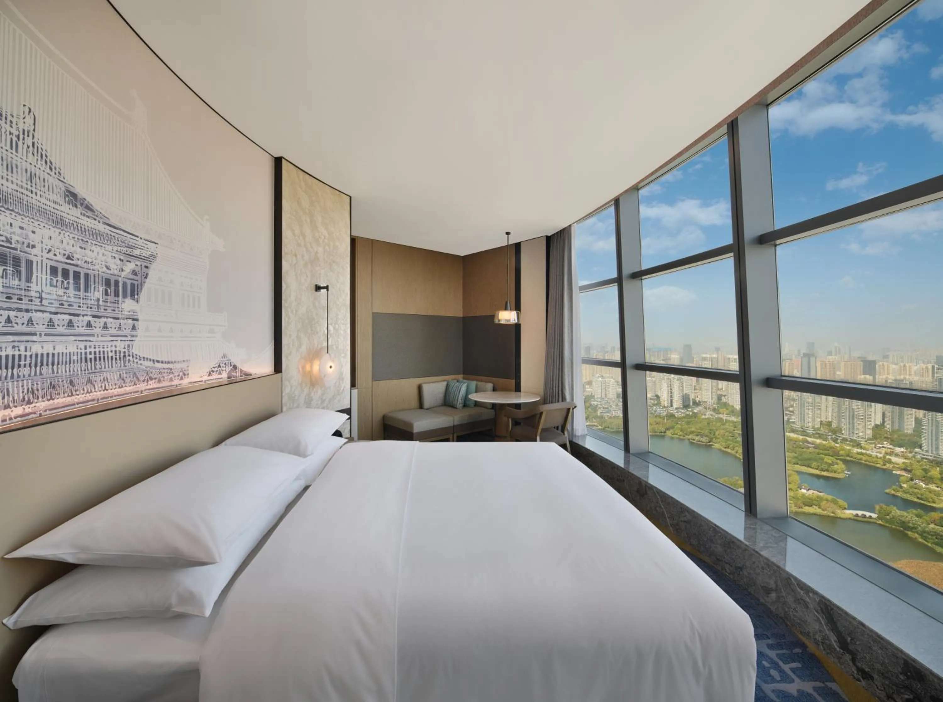 Bed in Wuhan Marriott Hotel Wuchang