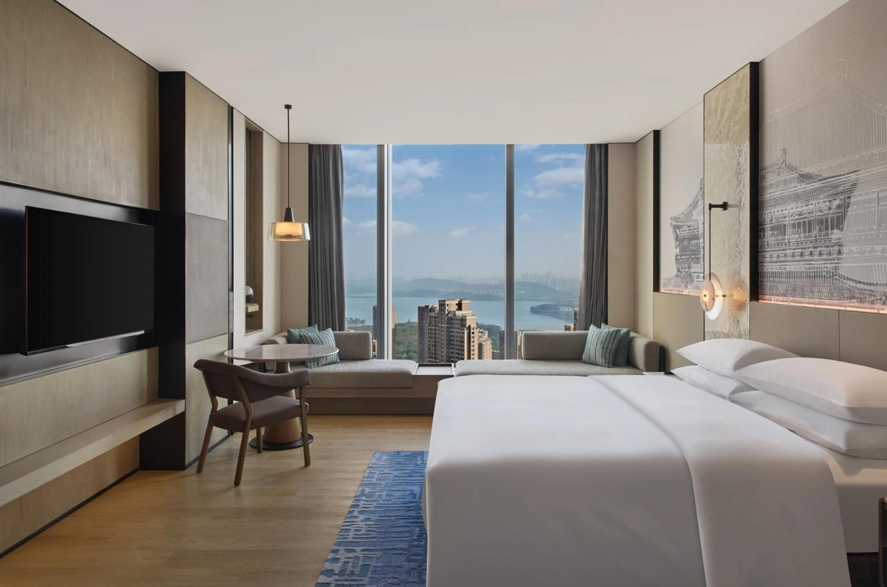 Bed in Wuhan Marriott Hotel Wuchang