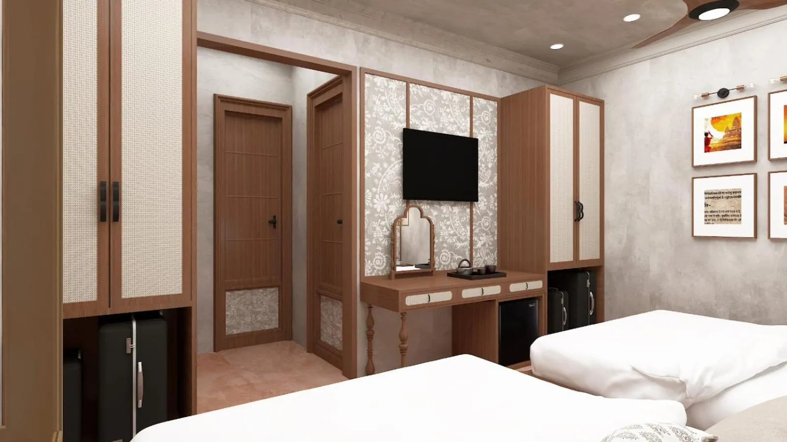 Bed in Shri Ram Paying Guest House Premium Rooms