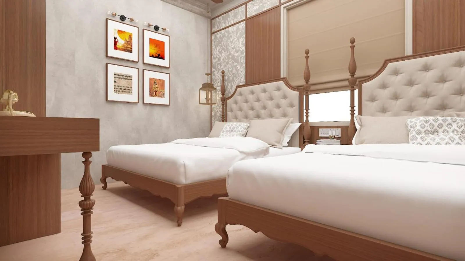 Bed in Shri Ram Paying Guest House Premium Rooms