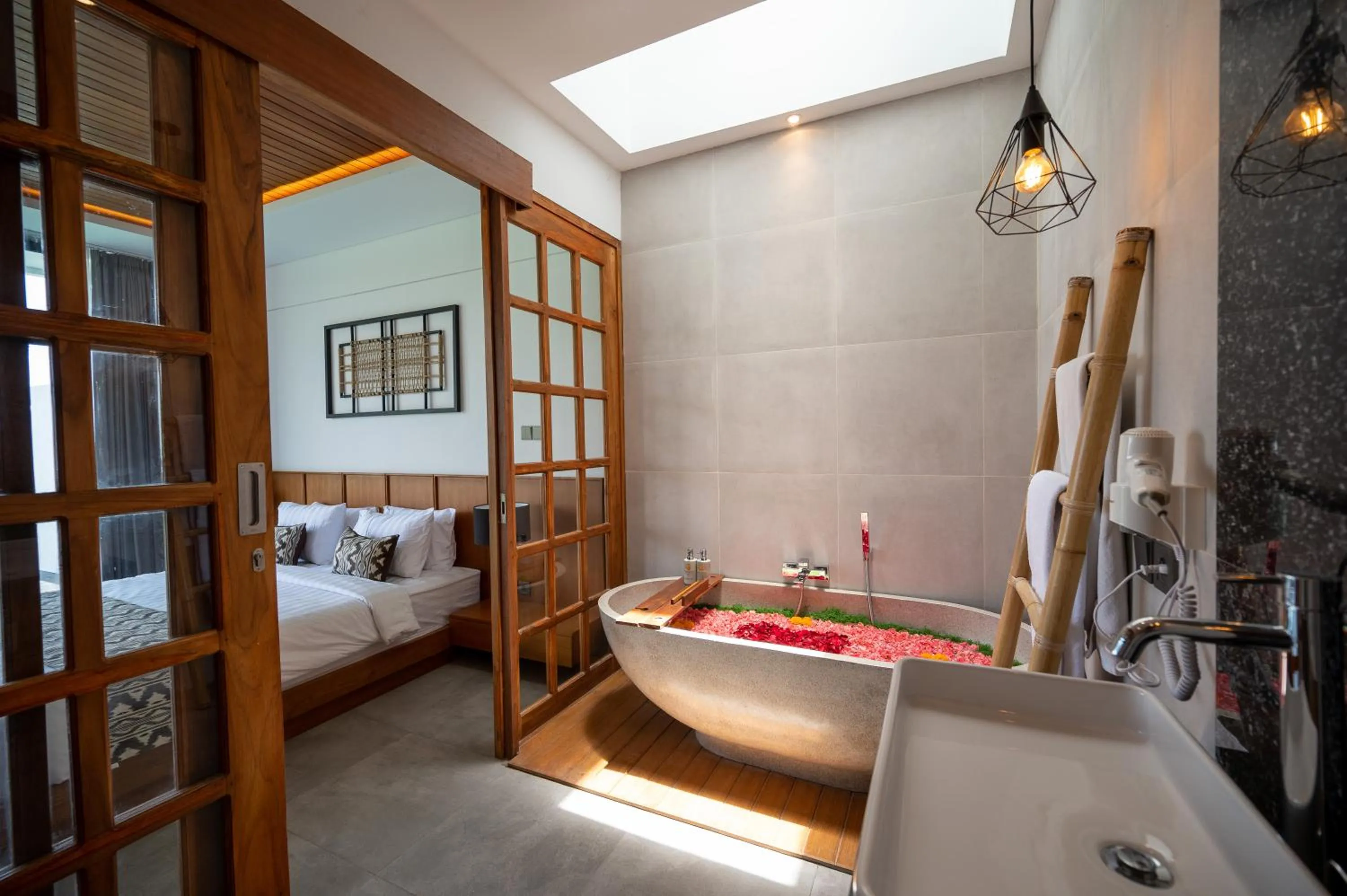 Bathroom, Bed in Kairos Villa Ubud by Omkara Experience
