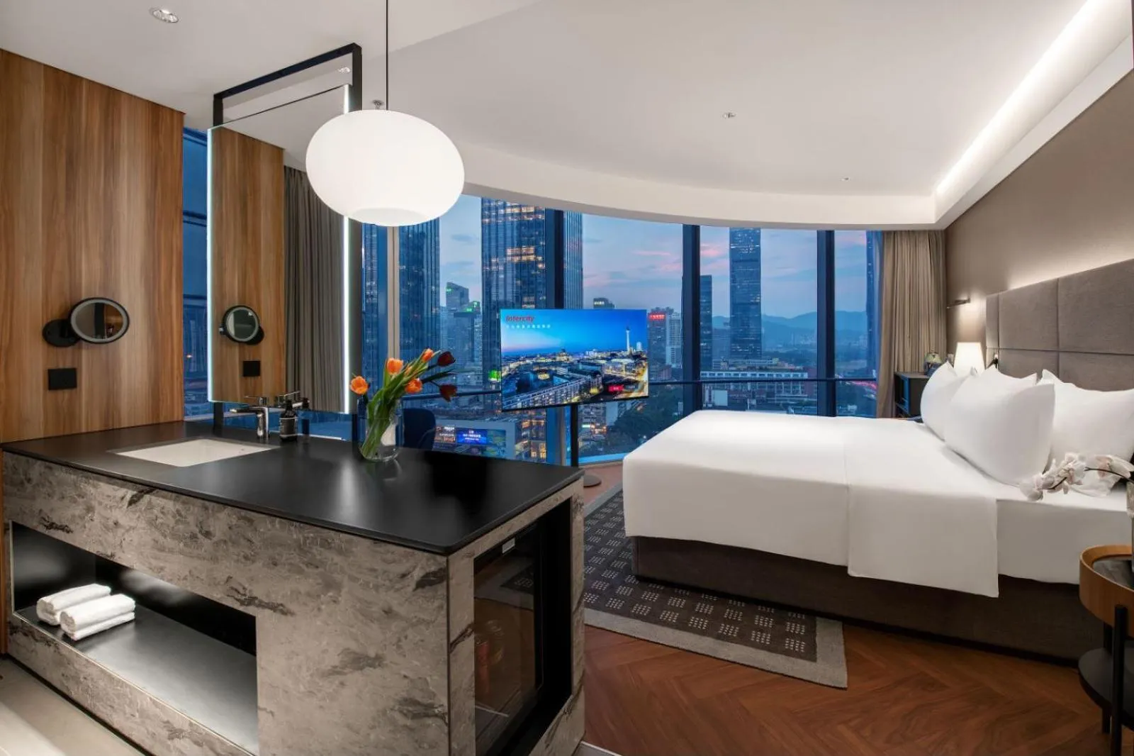 Bedroom, Bed in Intercity Hotel Futian Bin He Zhongzhou Bay